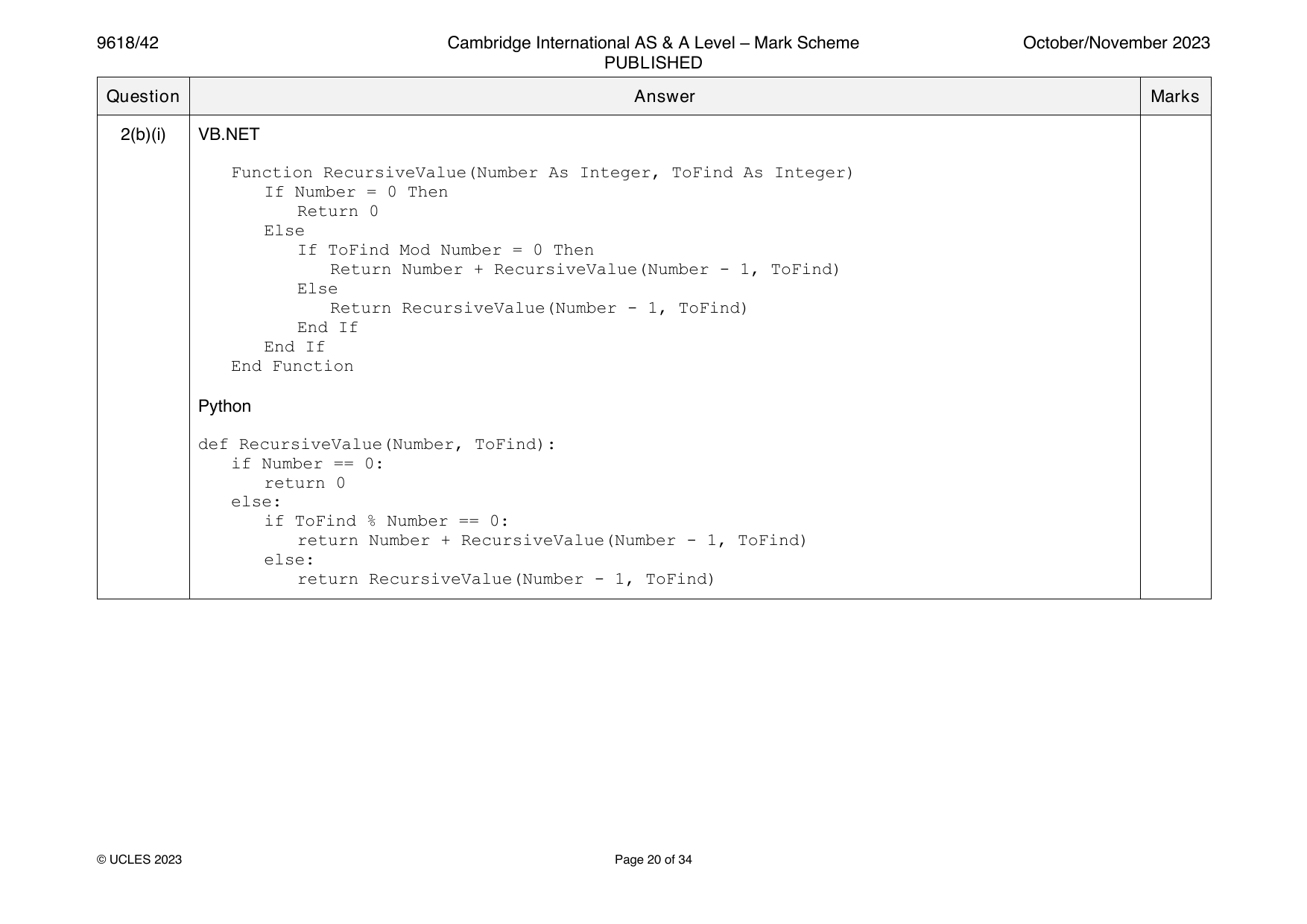 9618-2023-on-42-q02 official mark scheme page