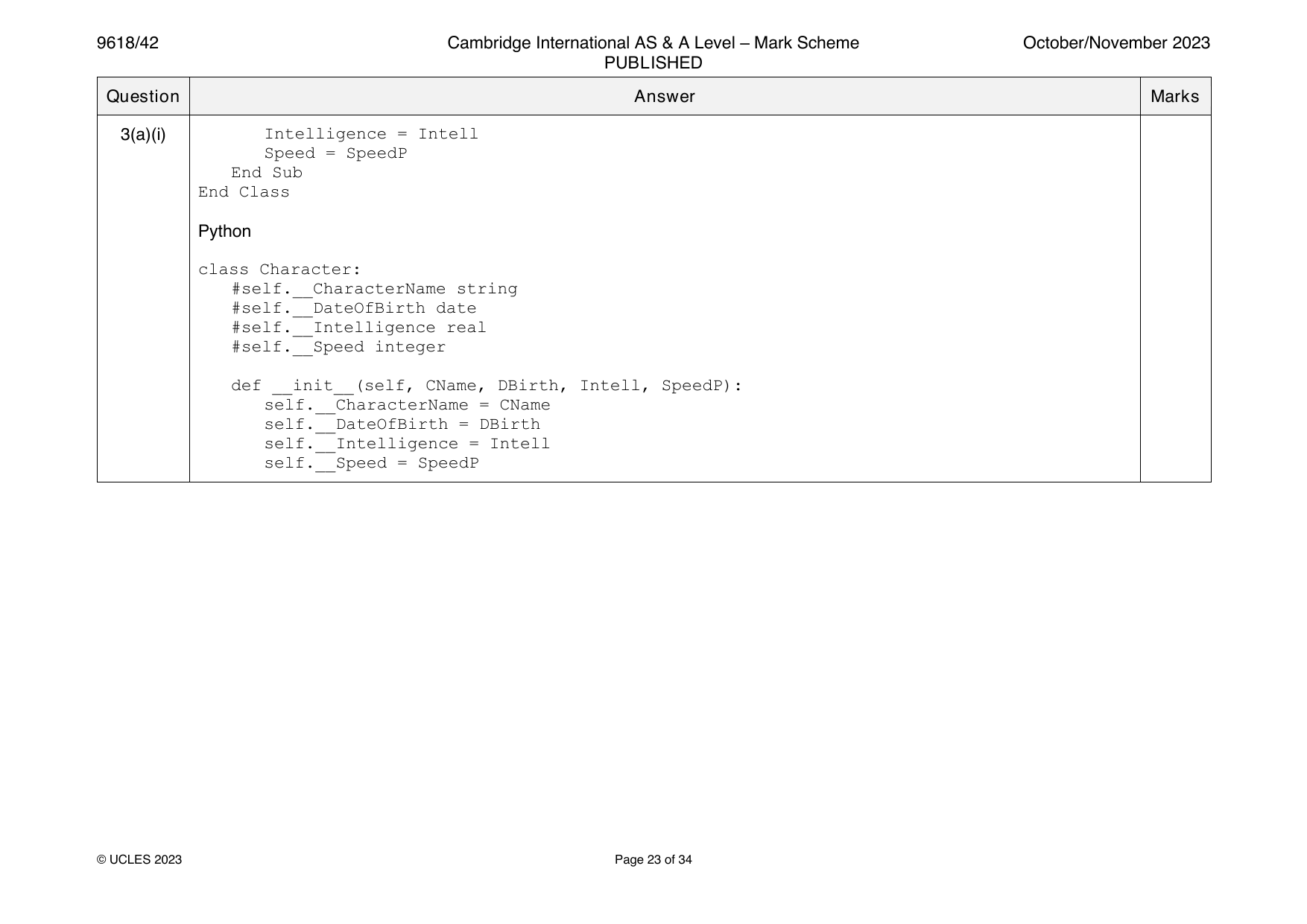 9618-2023-on-42-q03 official mark scheme page