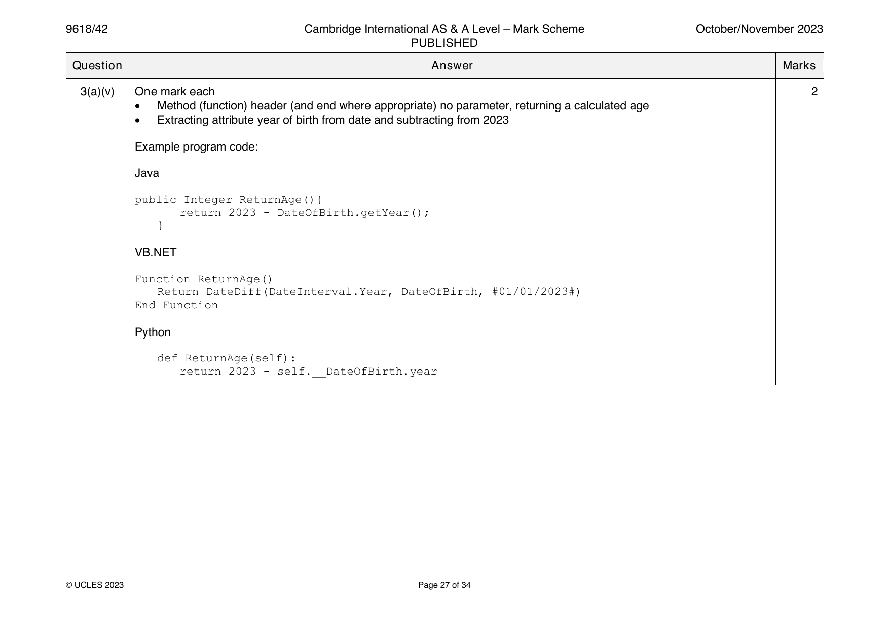 9618-2023-on-42-q03 official mark scheme page