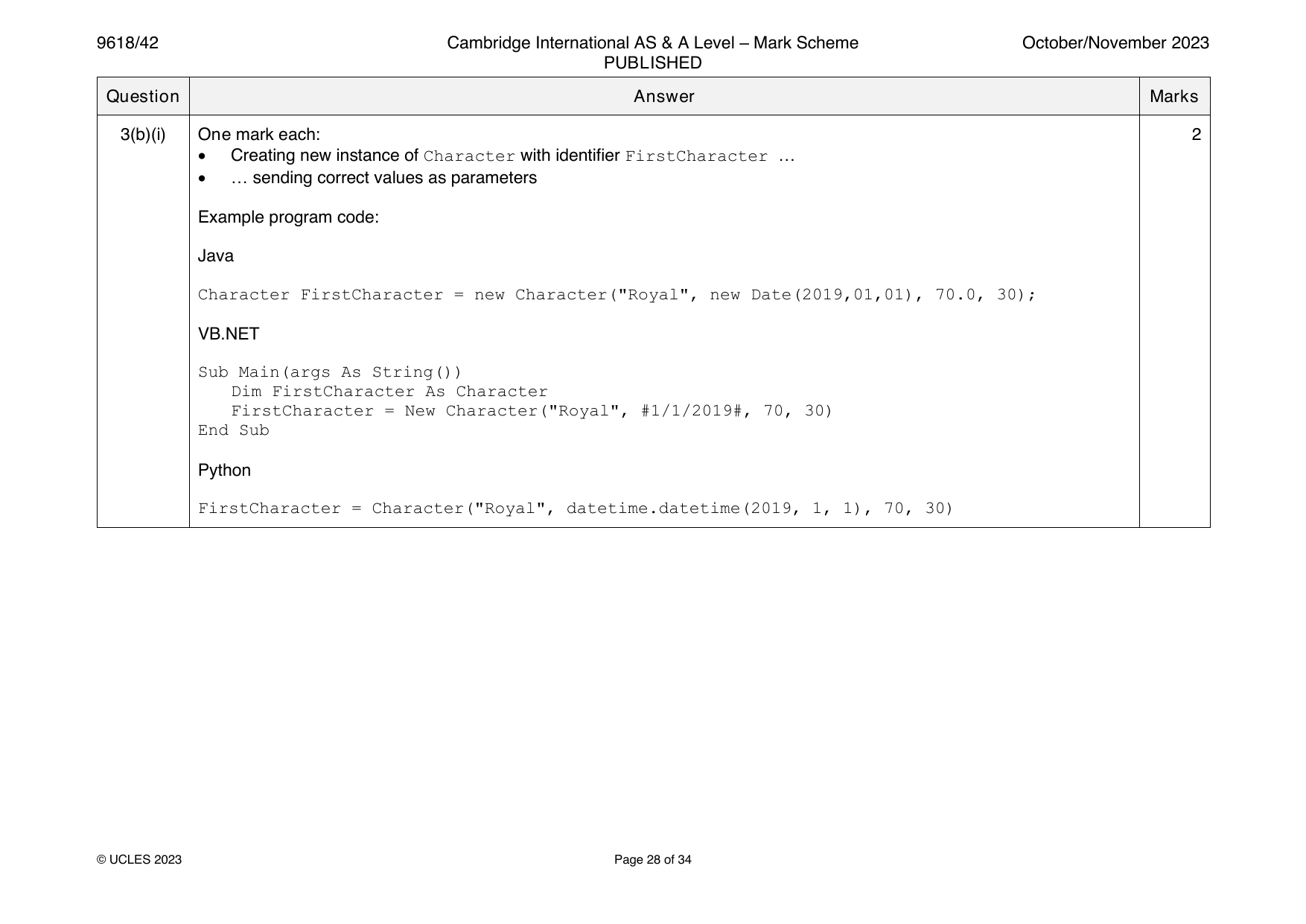9618-2023-on-42-q03 official mark scheme page