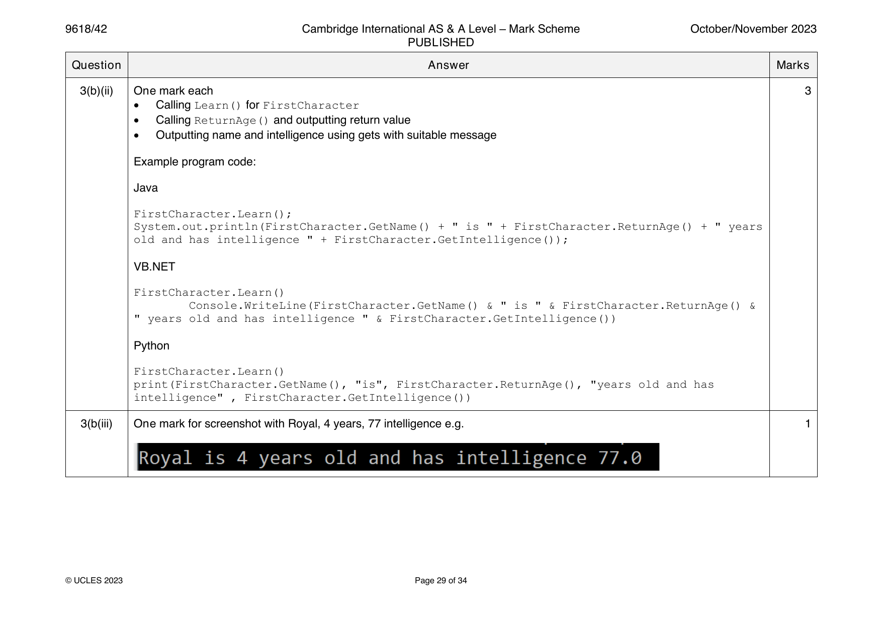 9618-2023-on-42-q03 official mark scheme page