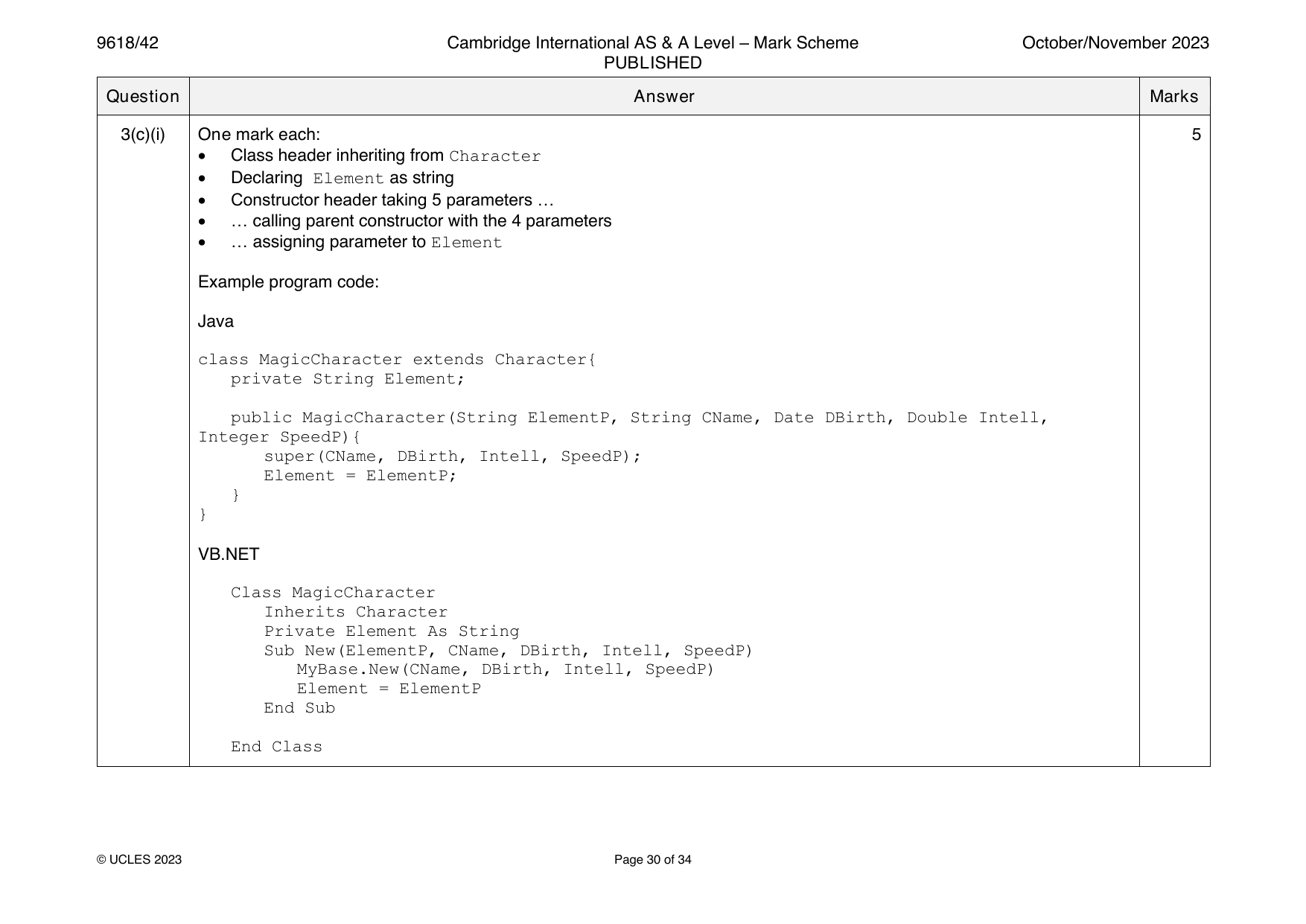 9618-2023-on-42-q03 official mark scheme page