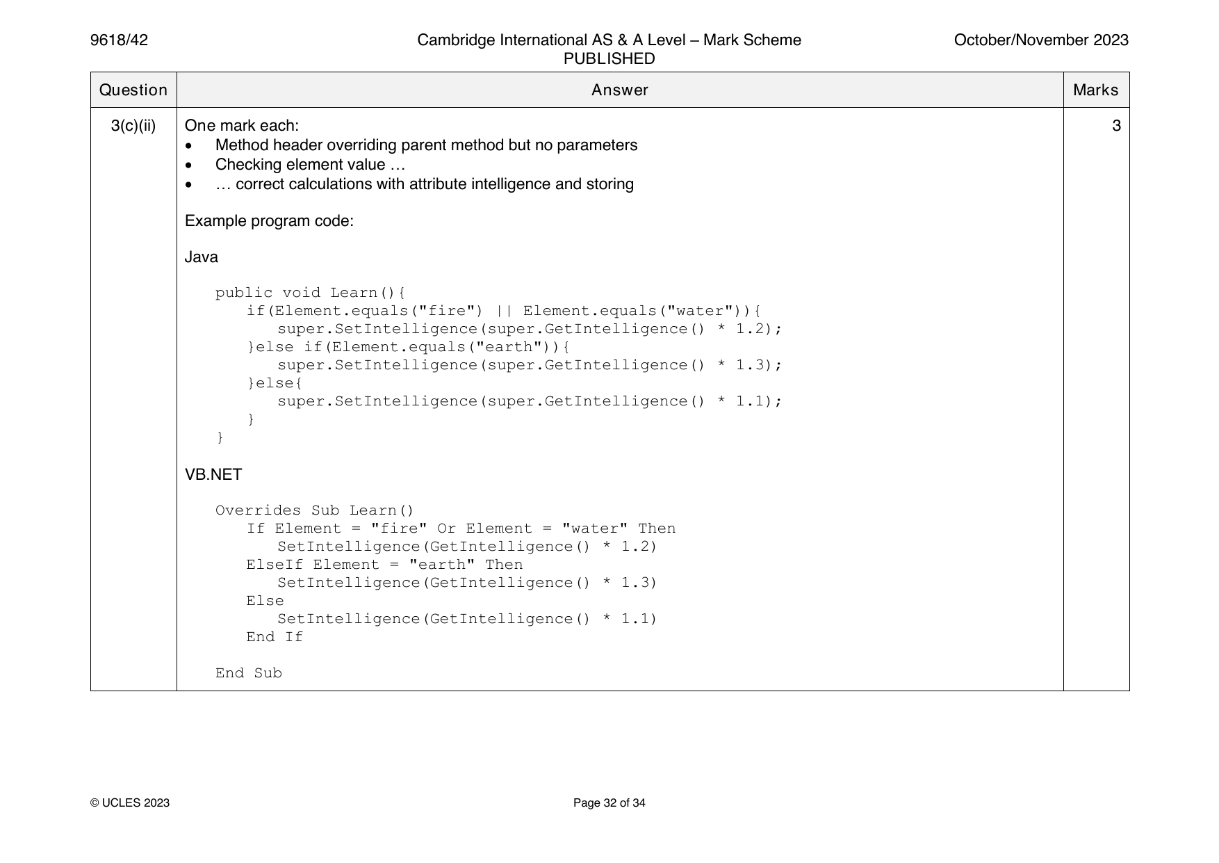 9618-2023-on-42-q03 official mark scheme page