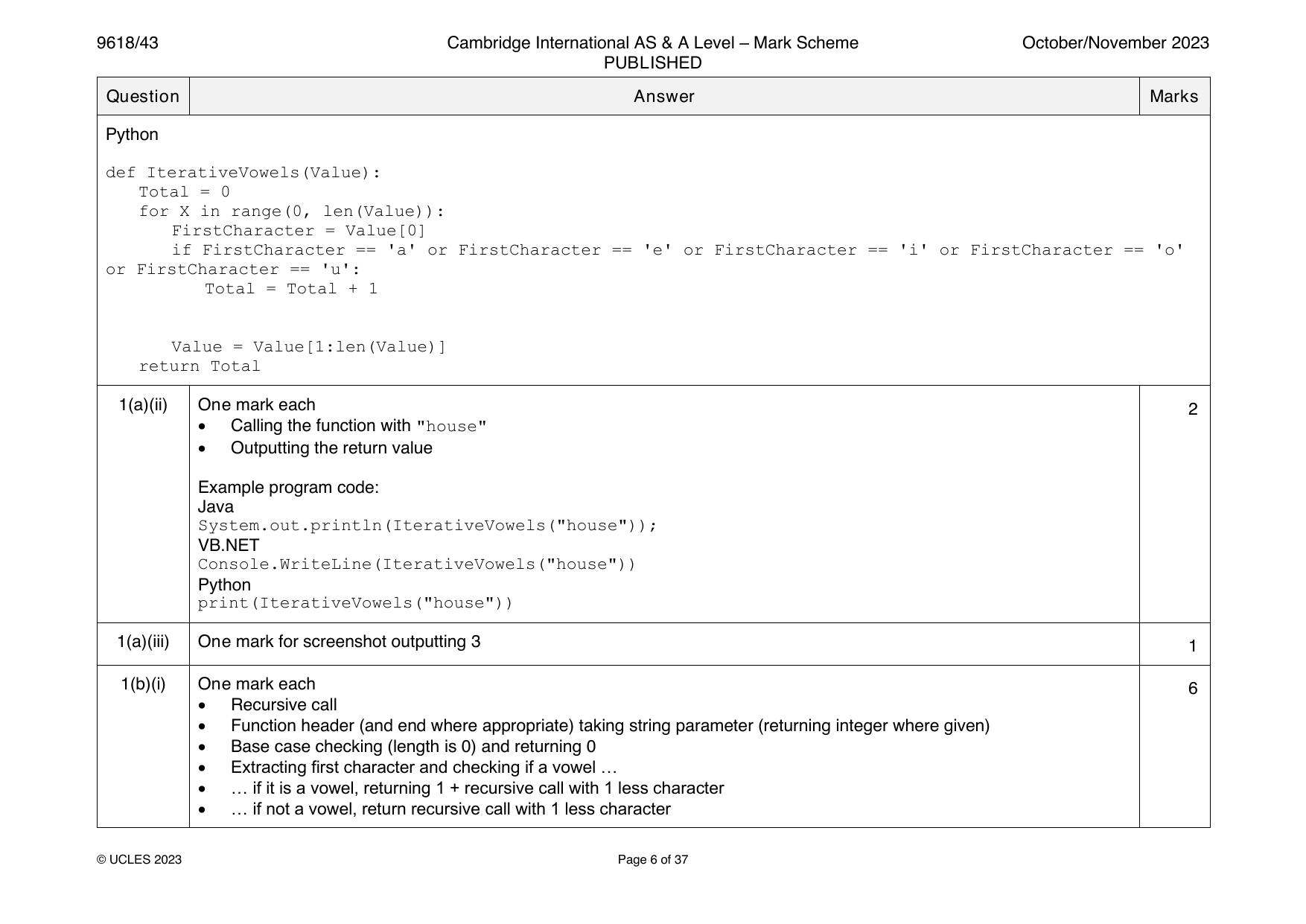 9618-2023-on-43-q01 official mark scheme page