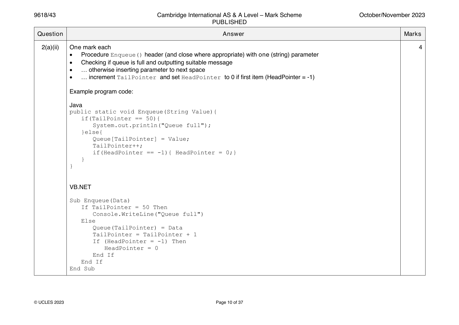 9618-2023-on-43-q02 official mark scheme page