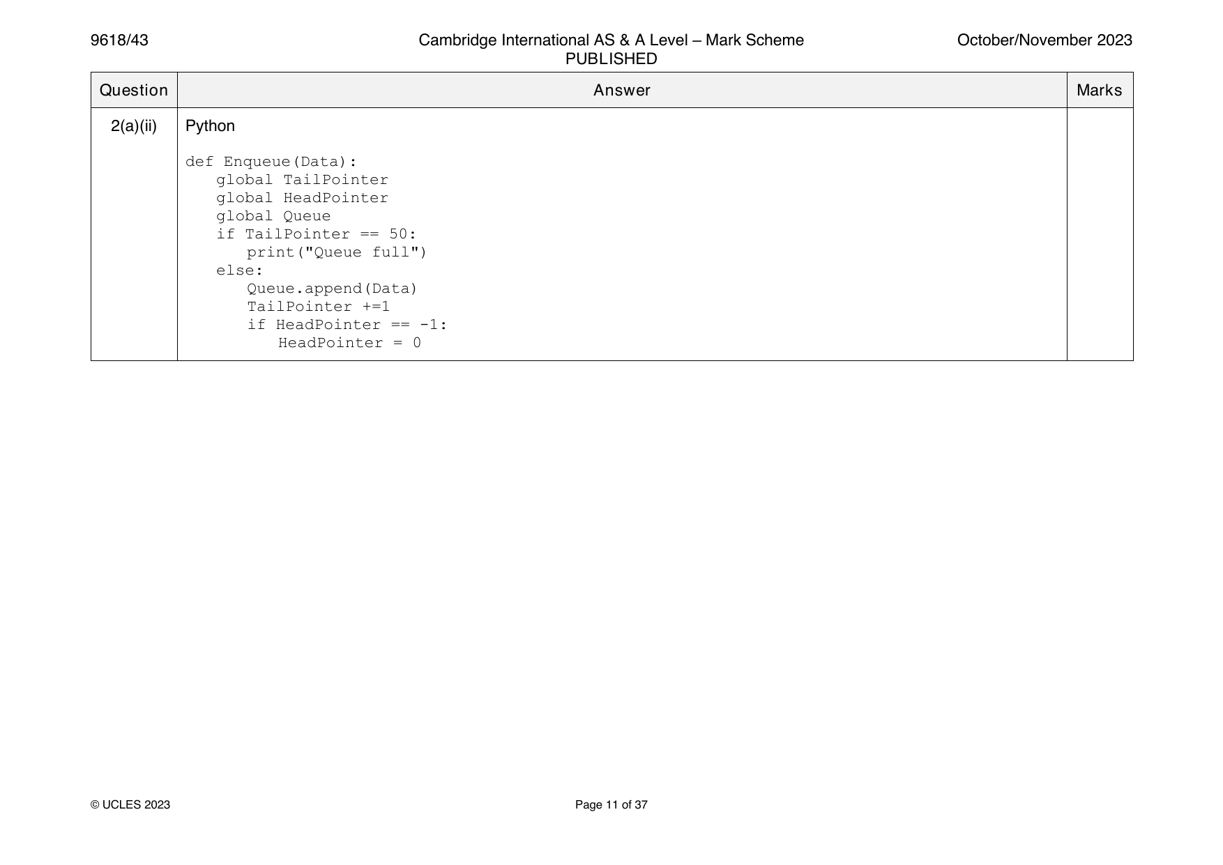 9618-2023-on-43-q02 official mark scheme page