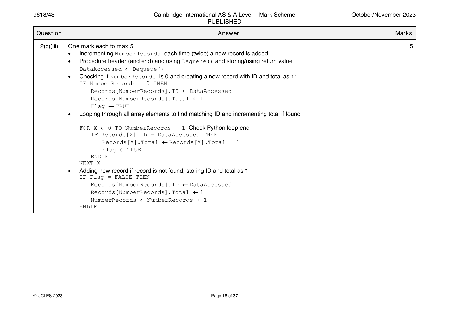 9618-2023-on-43-q02 official mark scheme page