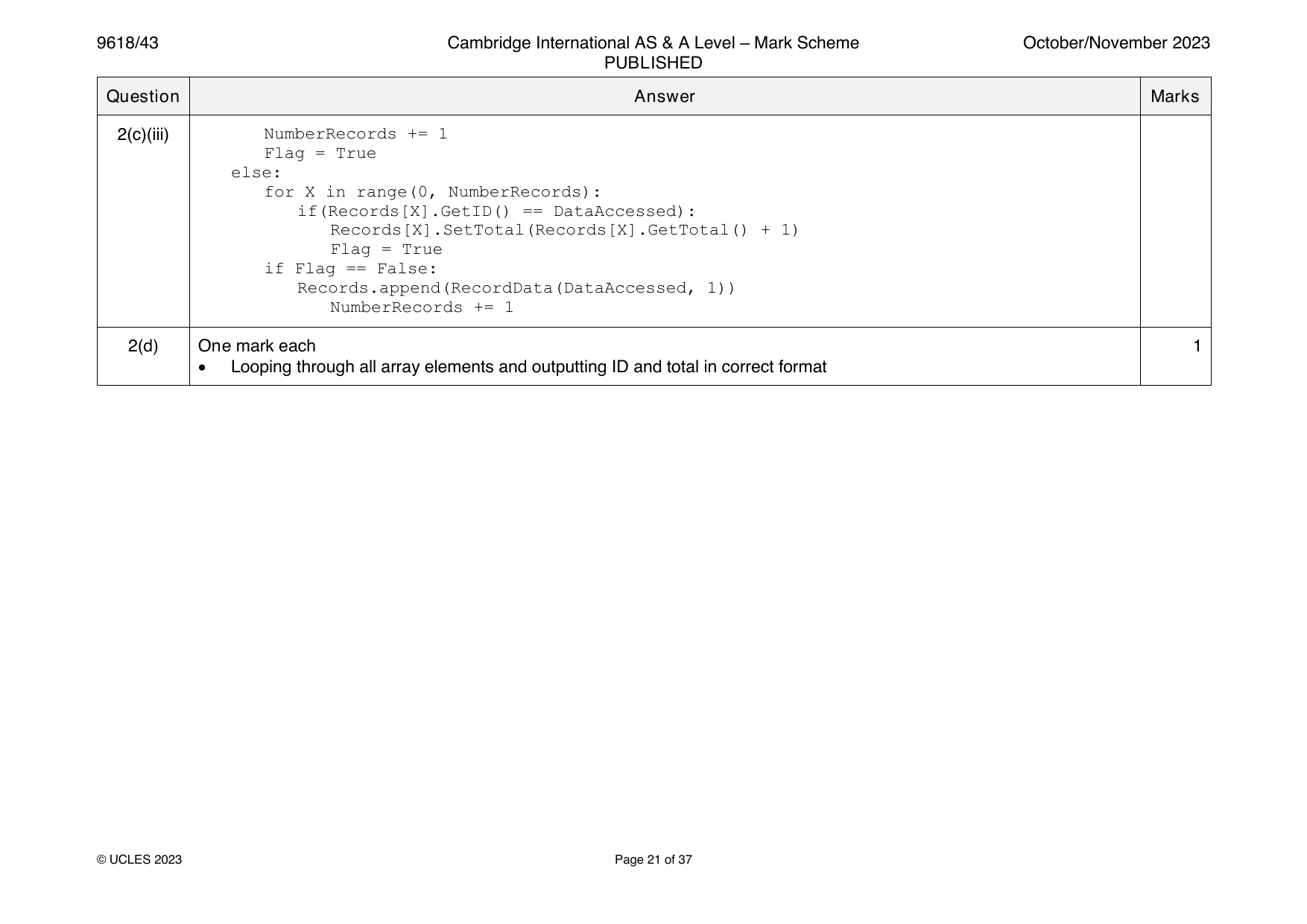 9618-2023-on-43-q02 official mark scheme page