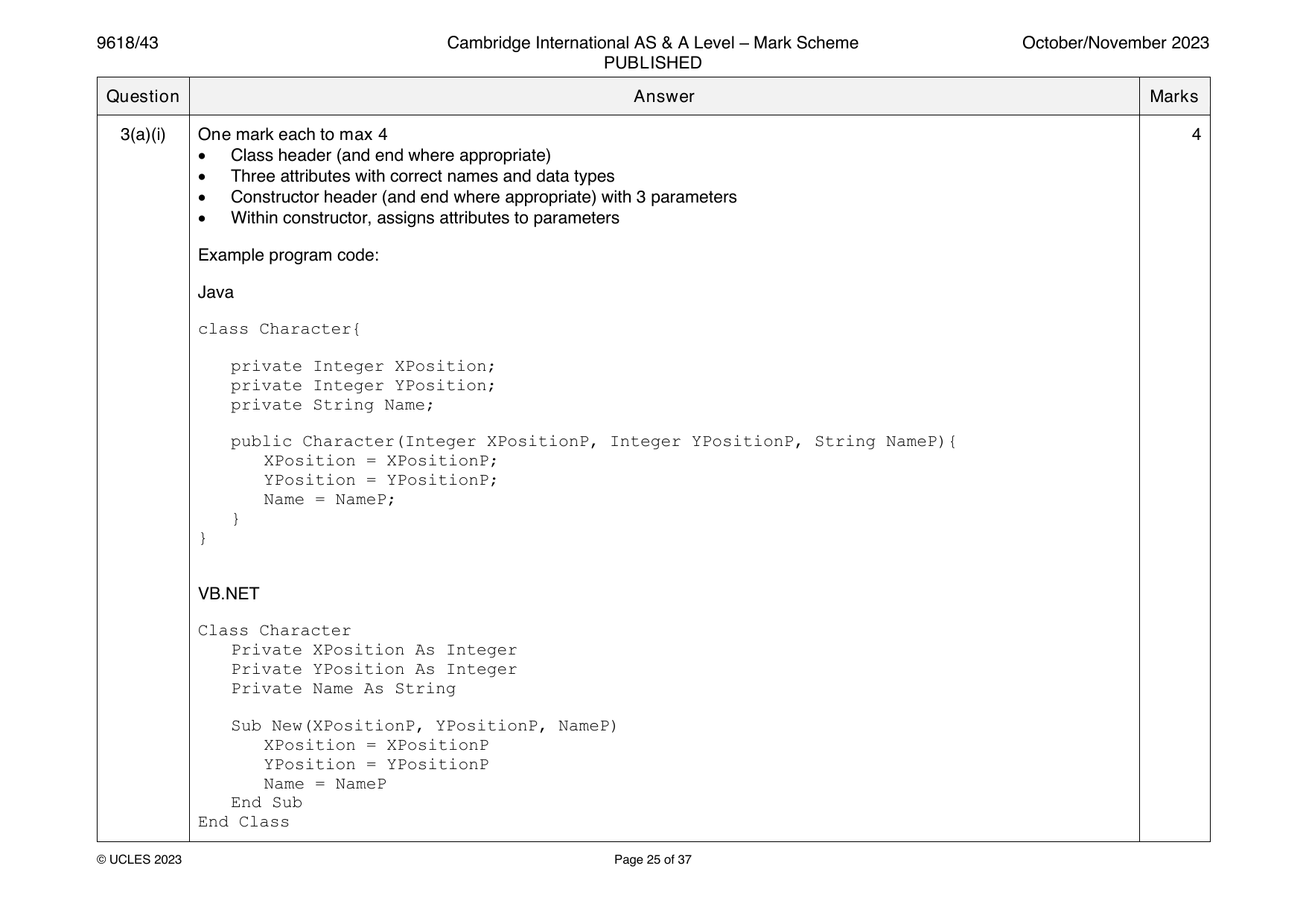 9618-2023-on-43-q03 official mark scheme page