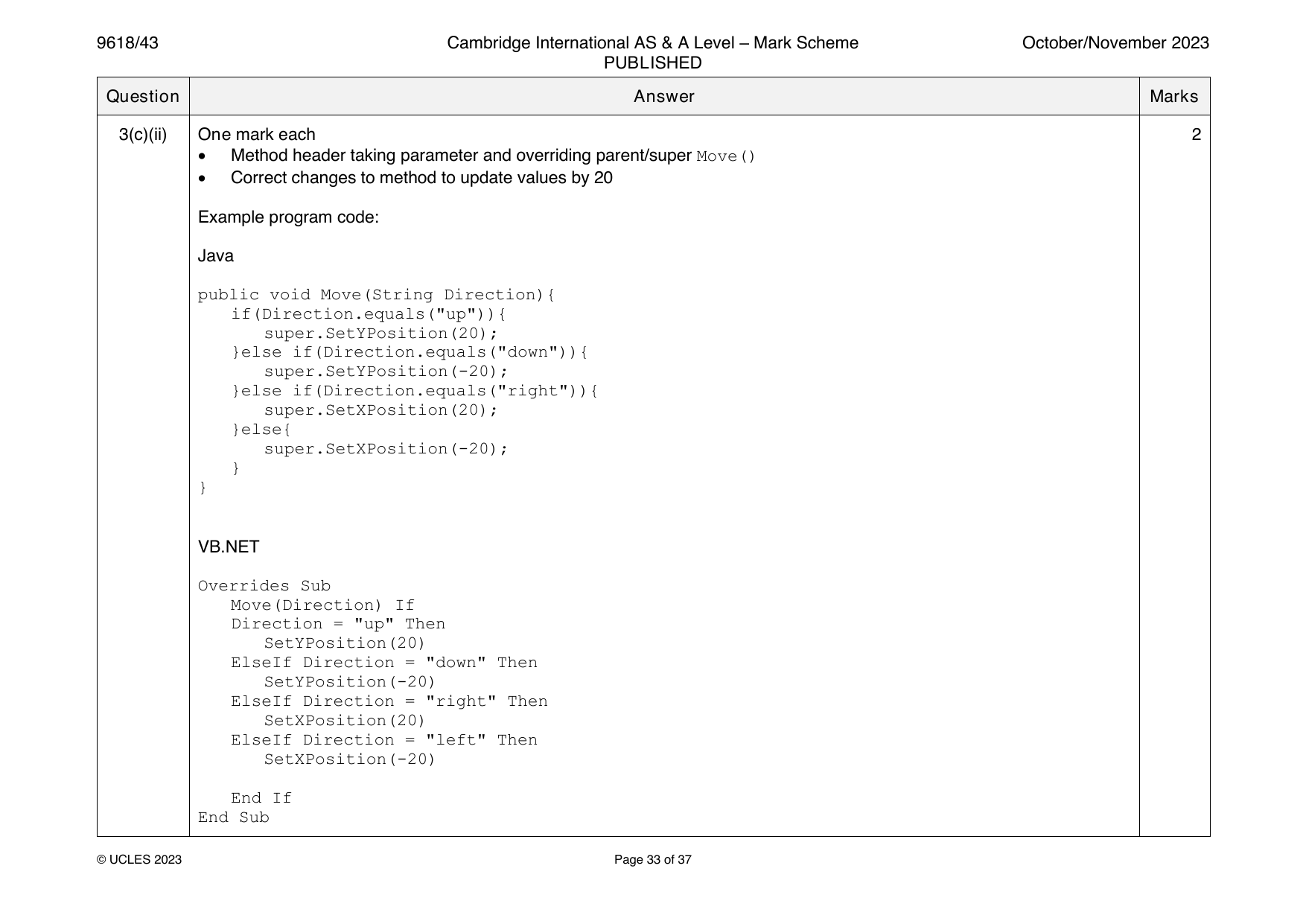 9618-2023-on-43-q03 official mark scheme page