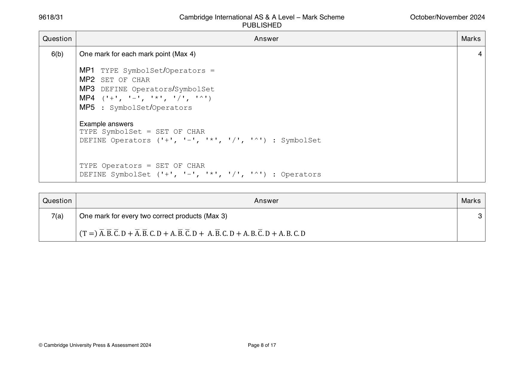 9618-2024-on-31-q06 official mark scheme page