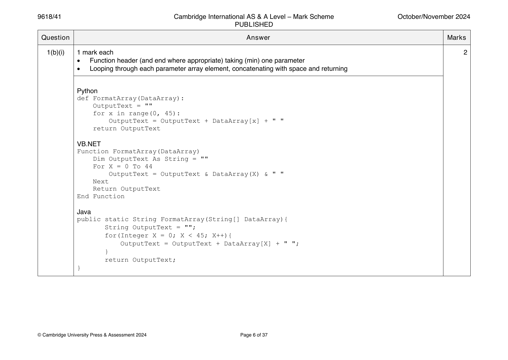 9618-2024-on-41-q01 official mark scheme page