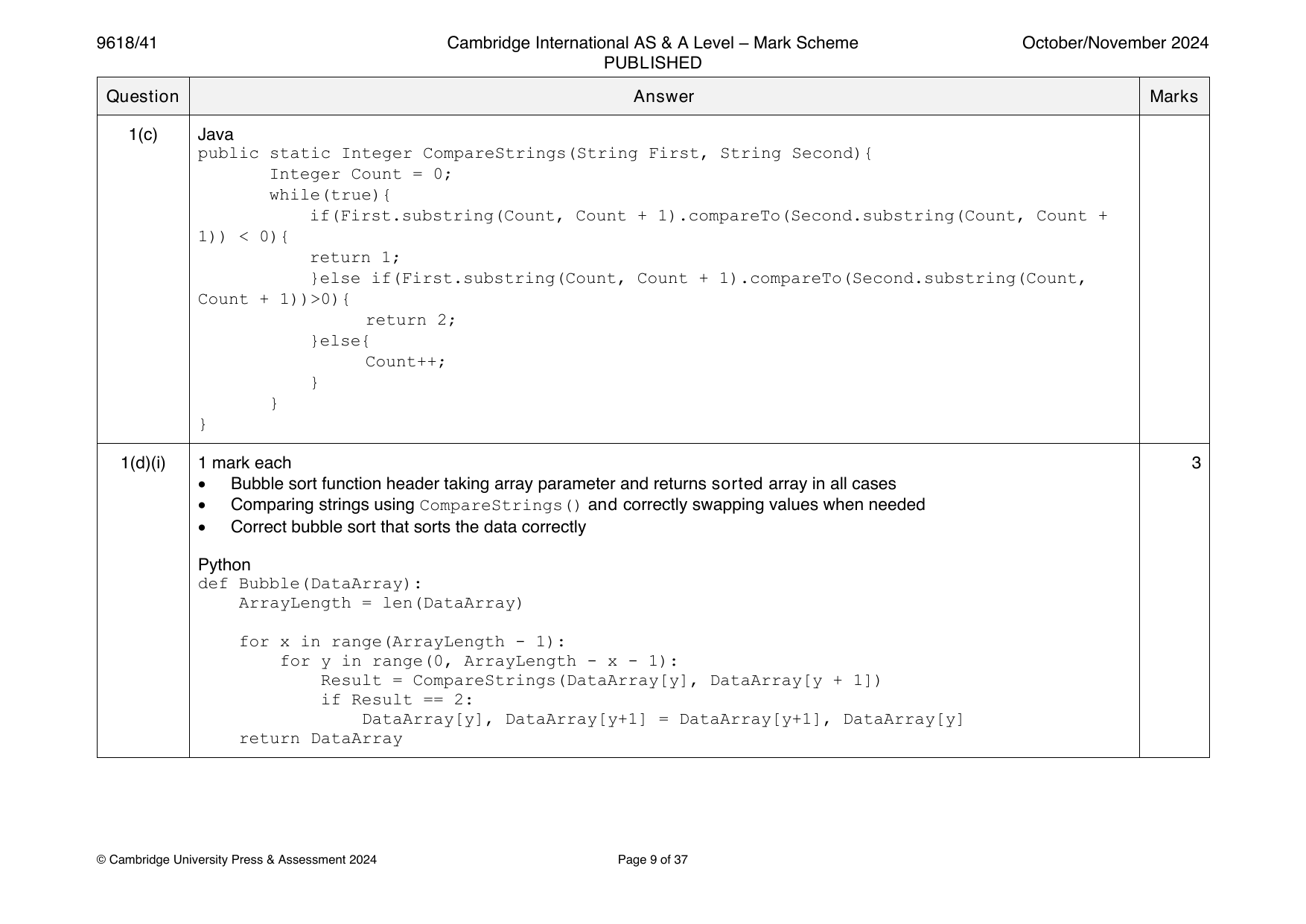 9618-2024-on-41-q01 official mark scheme page