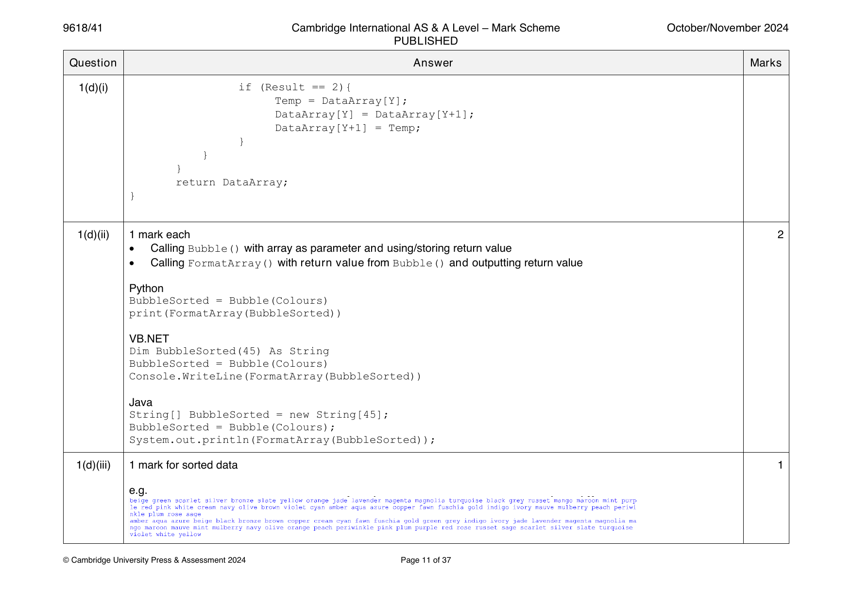 9618-2024-on-41-q01 official mark scheme page