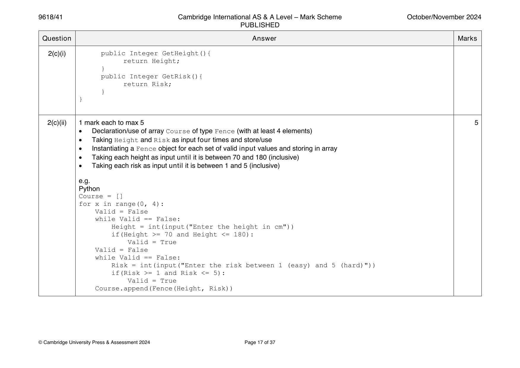 9618-2024-on-41-q02 official mark scheme page
