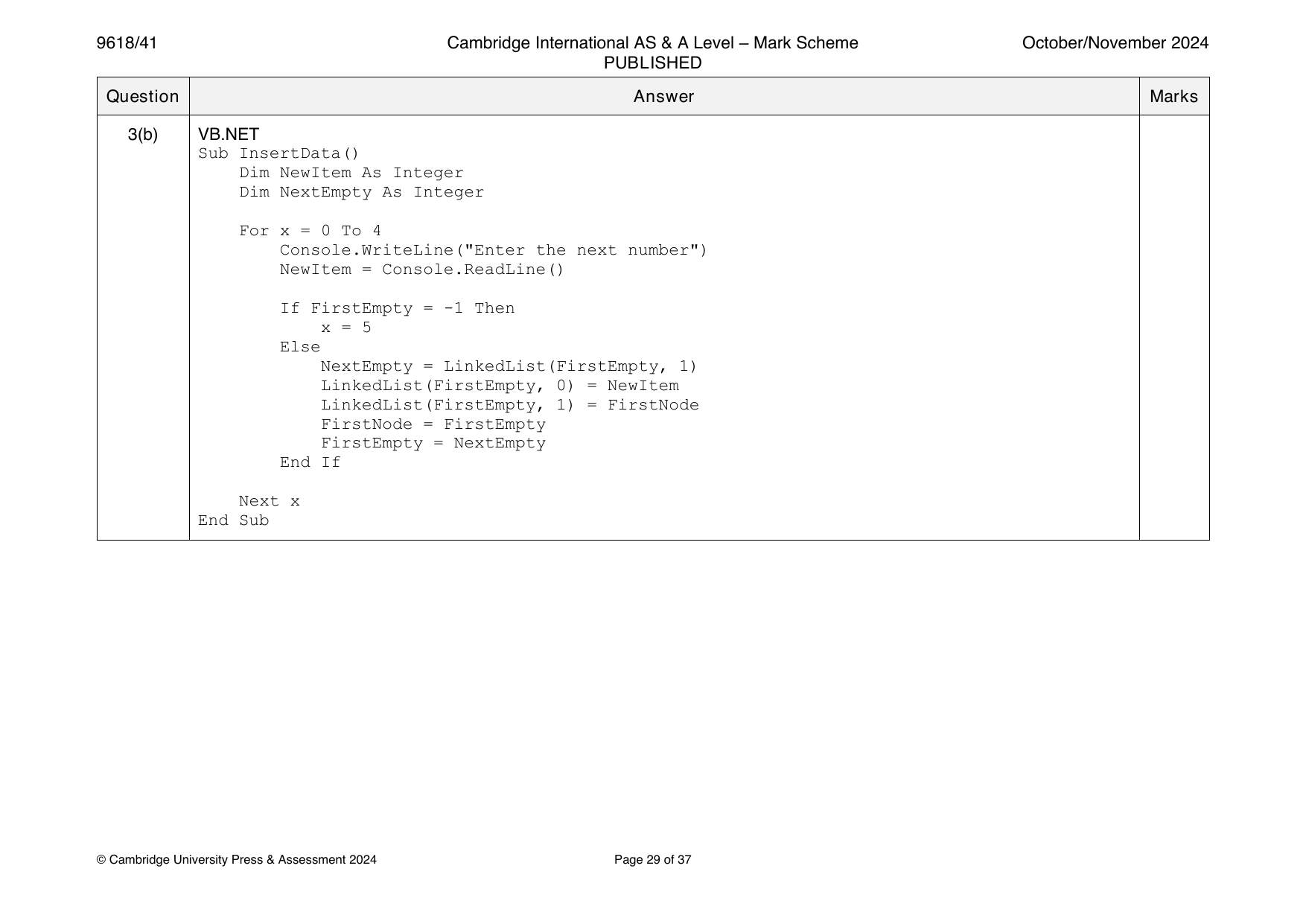 9618-2024-on-41-q03 official mark scheme page
