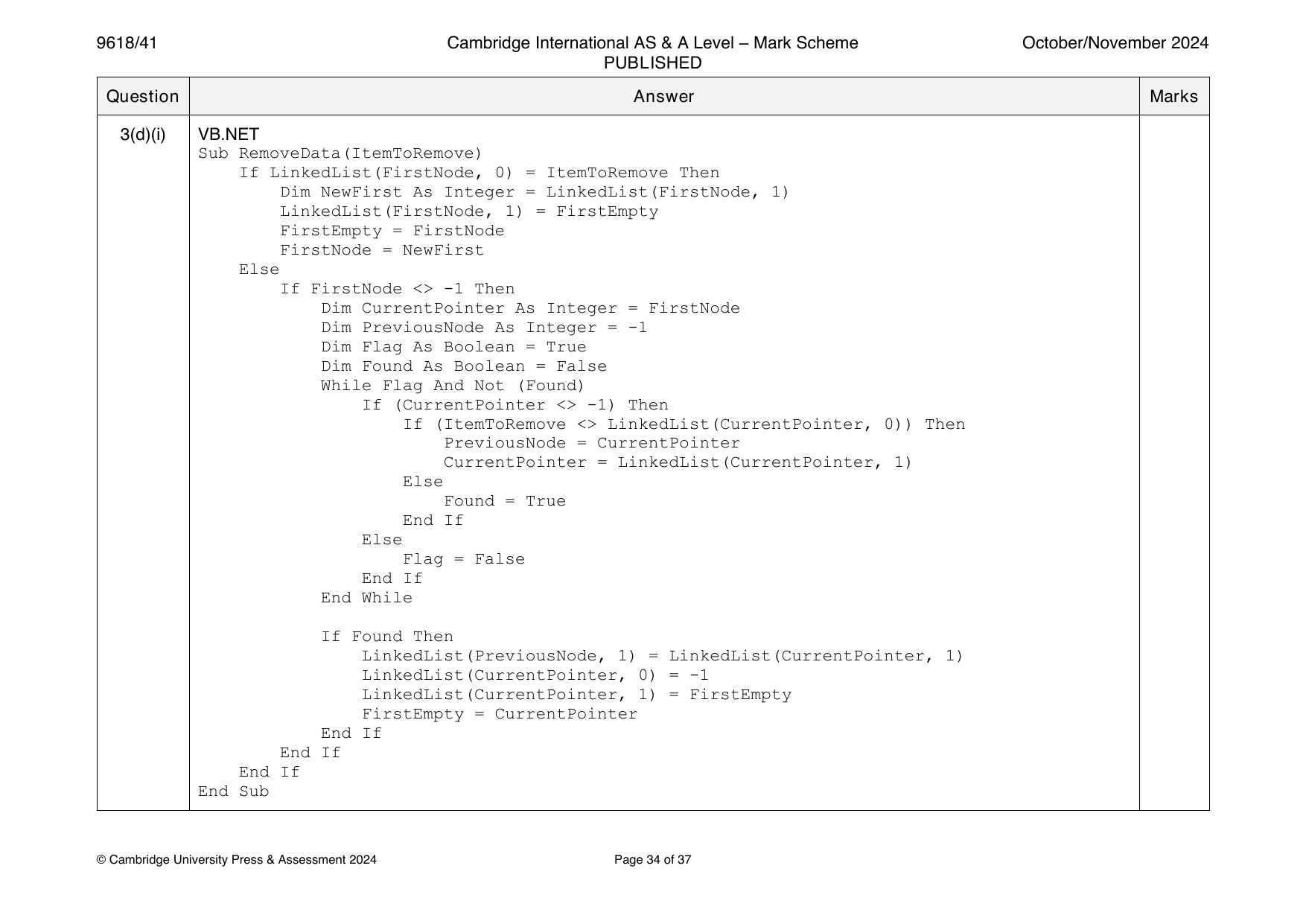 9618-2024-on-41-q03 official mark scheme page