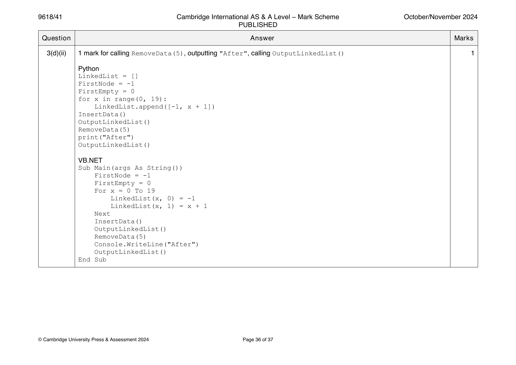 9618-2024-on-41-q03 official mark scheme page
