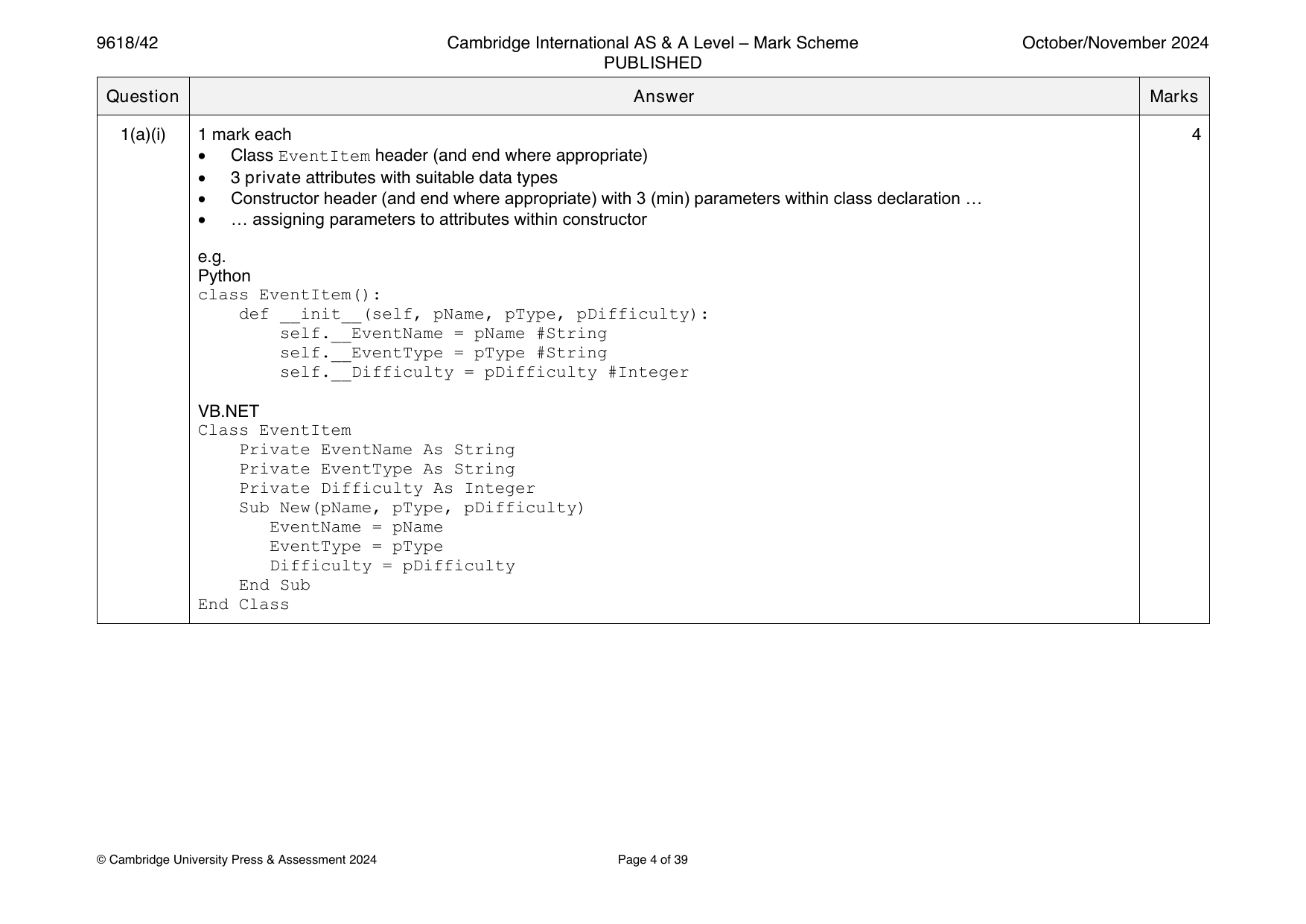 9618-2024-on-42-q01 official mark scheme page