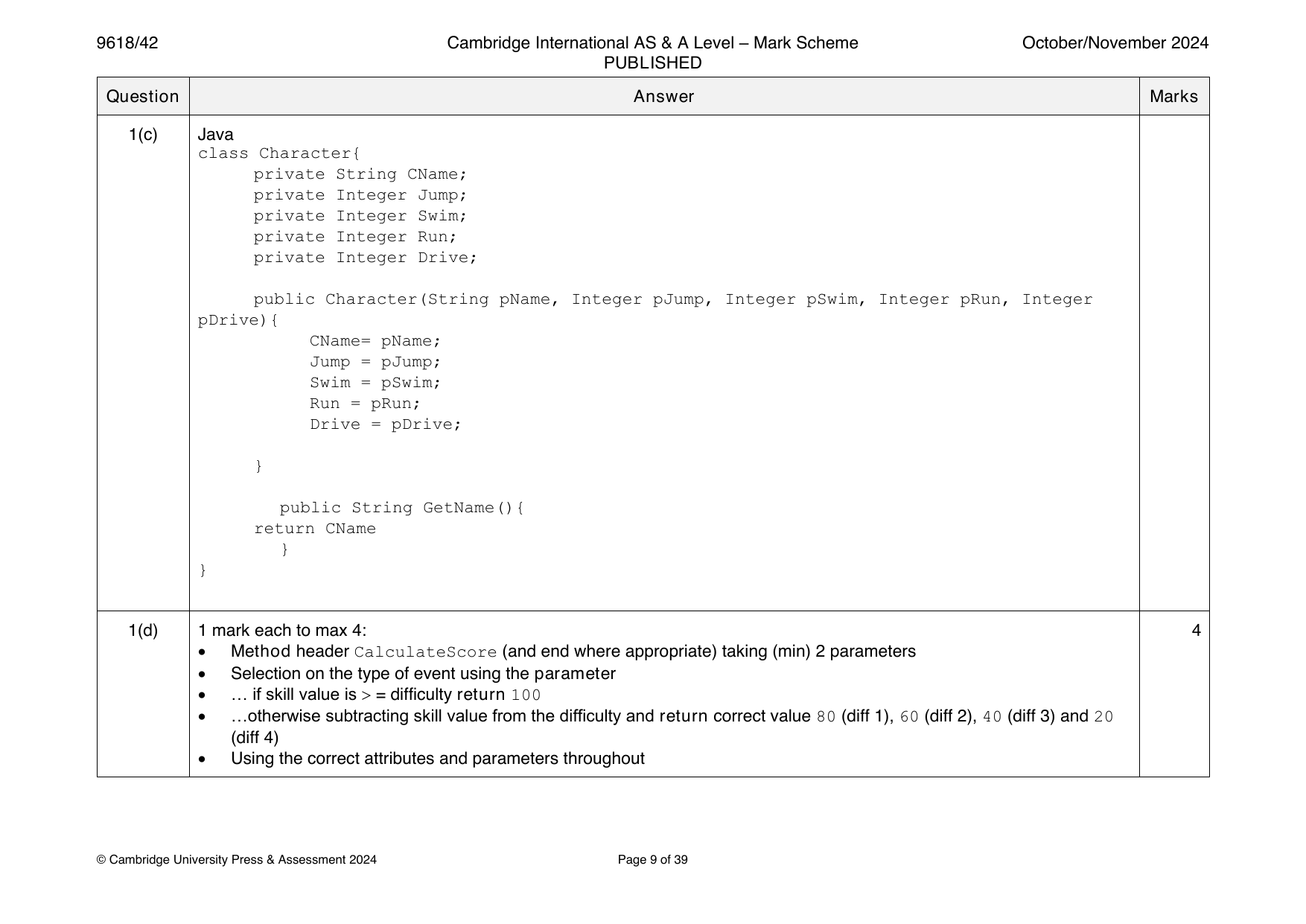 9618-2024-on-42-q01 official mark scheme page