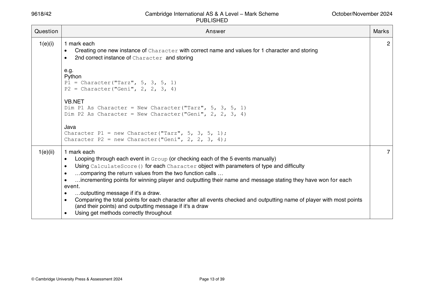 9618-2024-on-42-q01 official mark scheme page