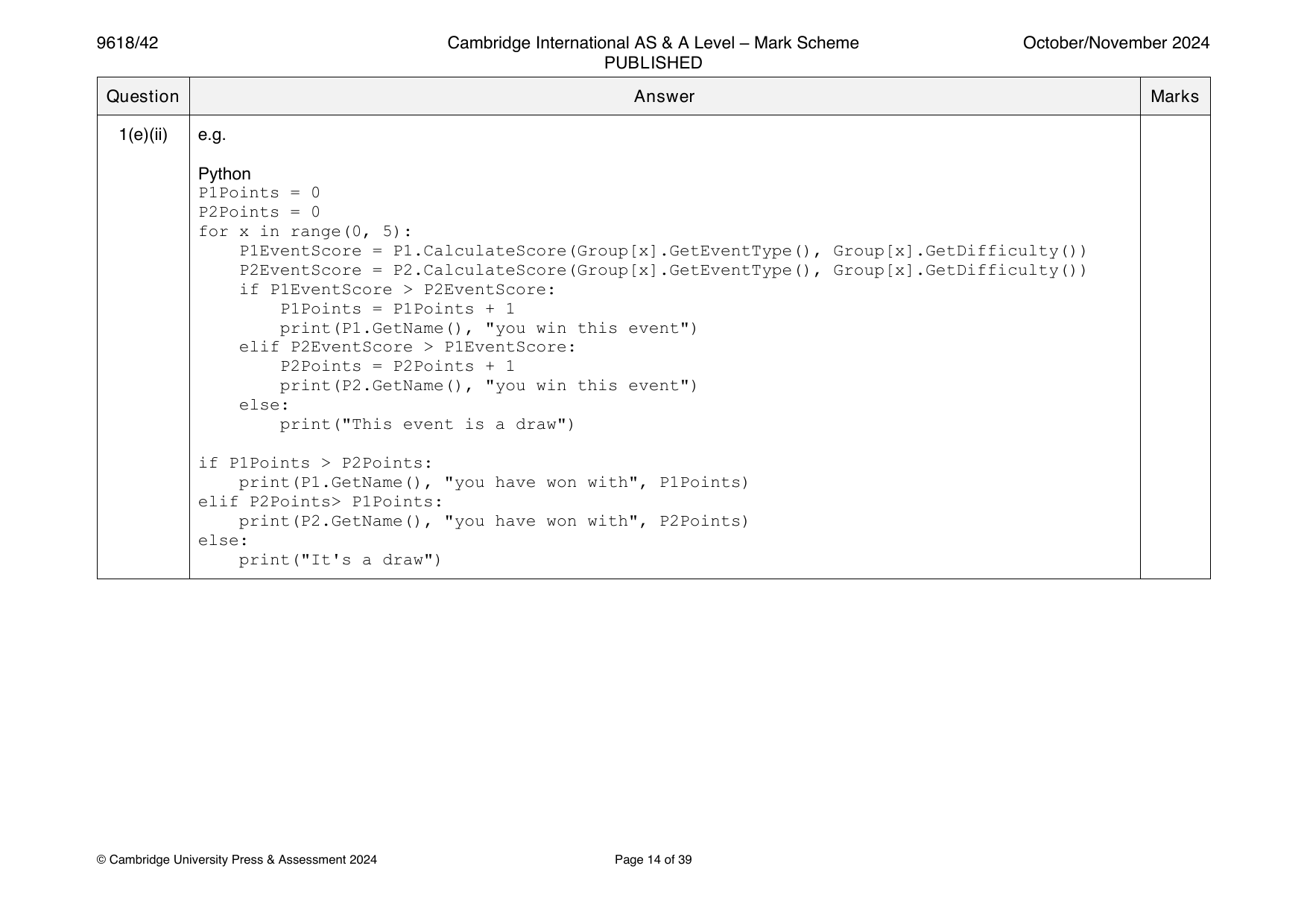 9618-2024-on-42-q01 official mark scheme page