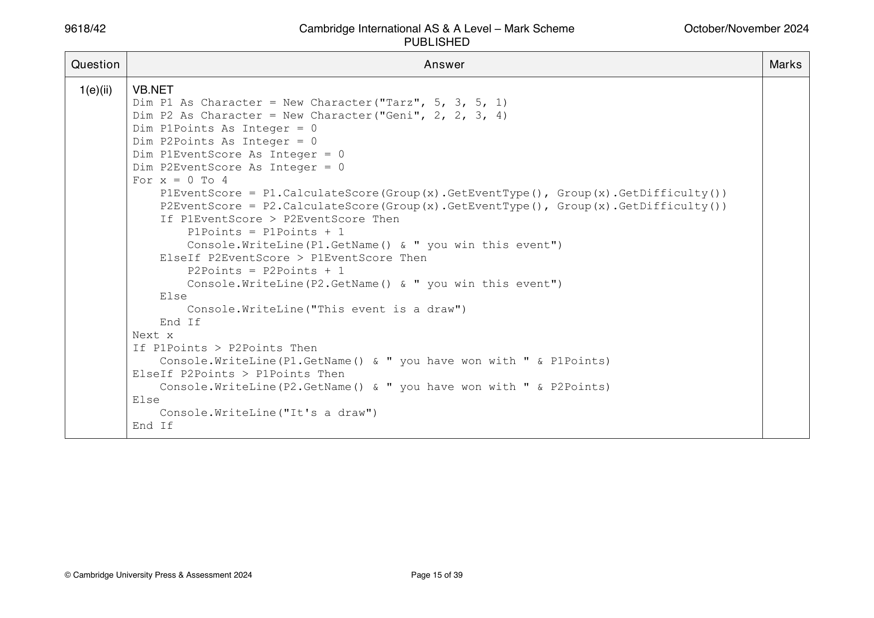 9618-2024-on-42-q01 official mark scheme page