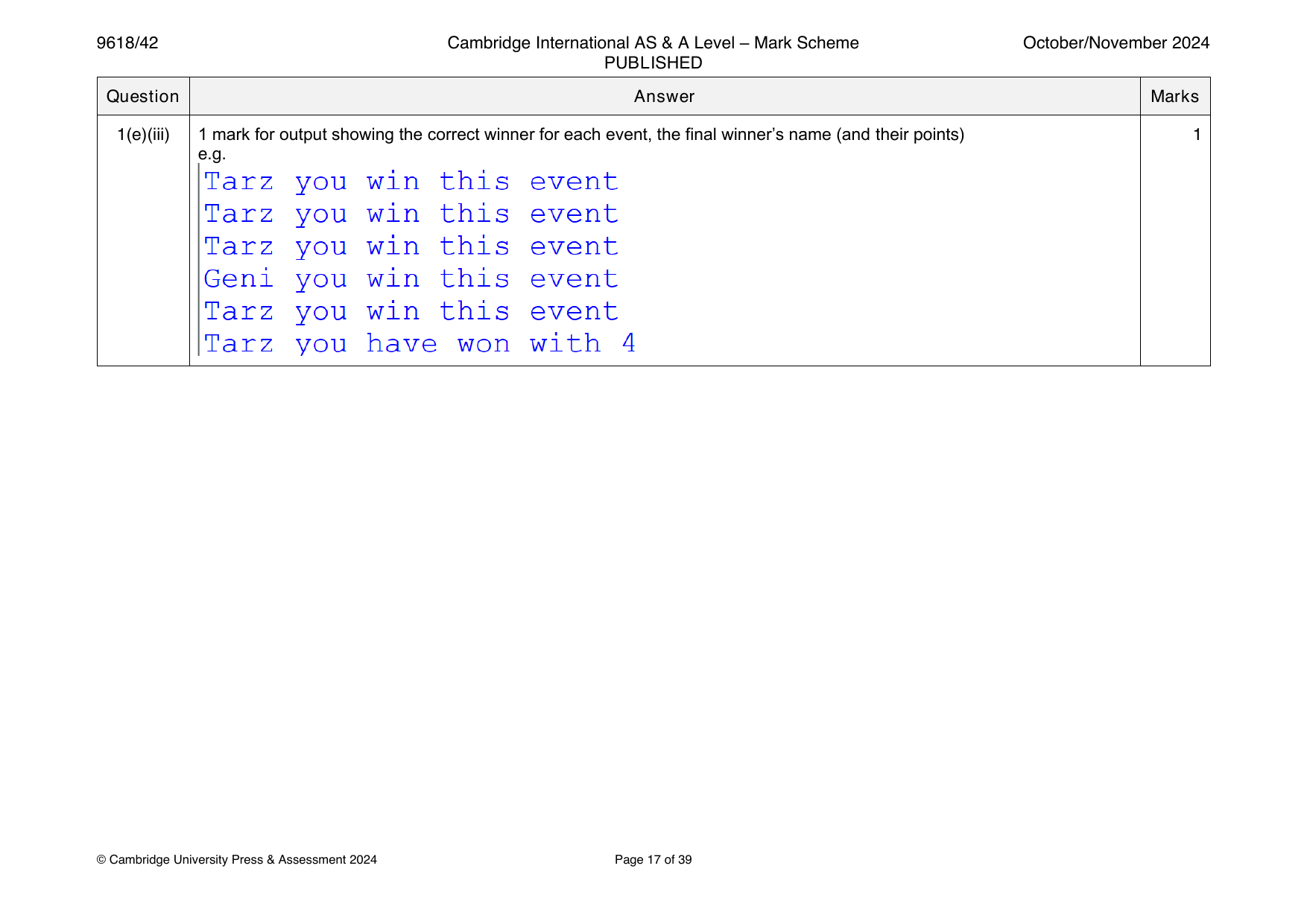 9618-2024-on-42-q01 official mark scheme page