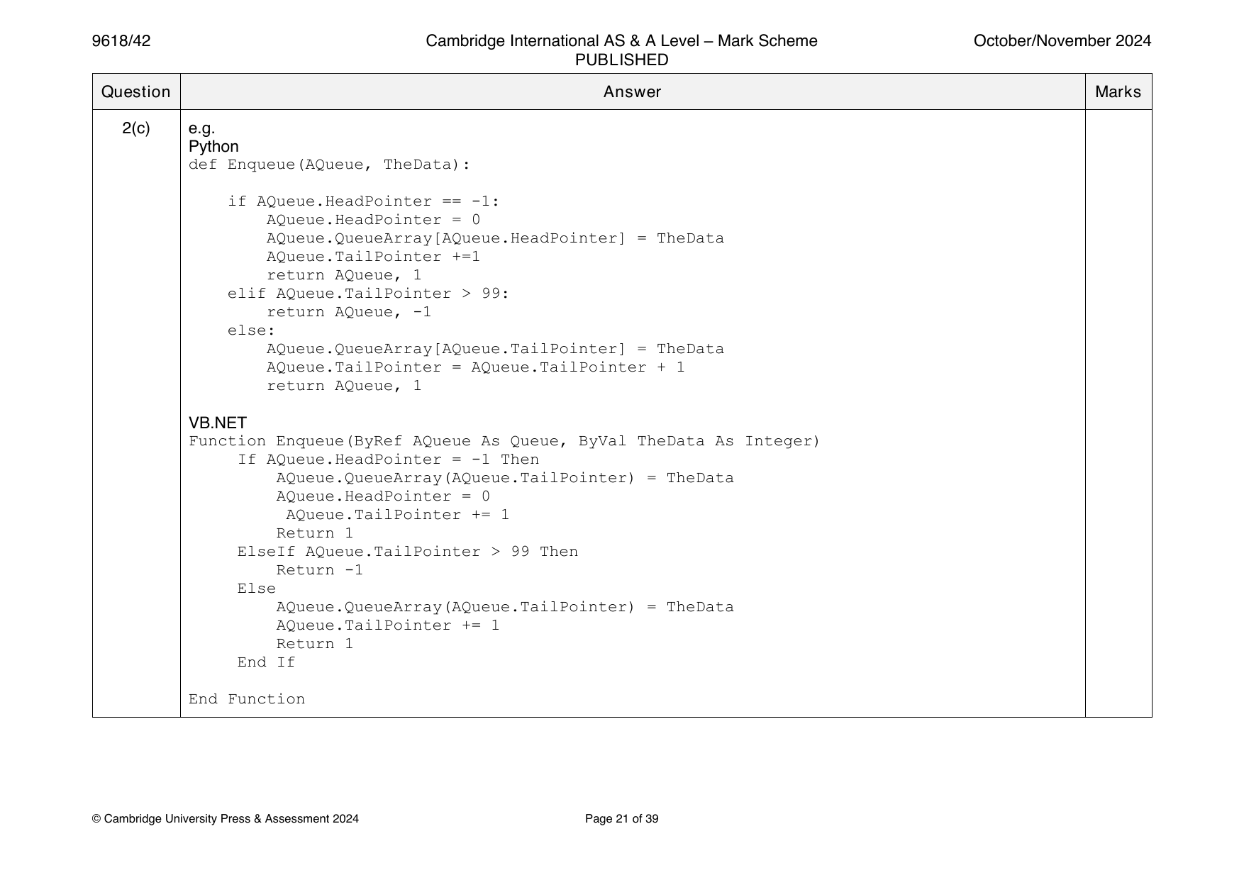 9618-2024-on-42-q02 official mark scheme page