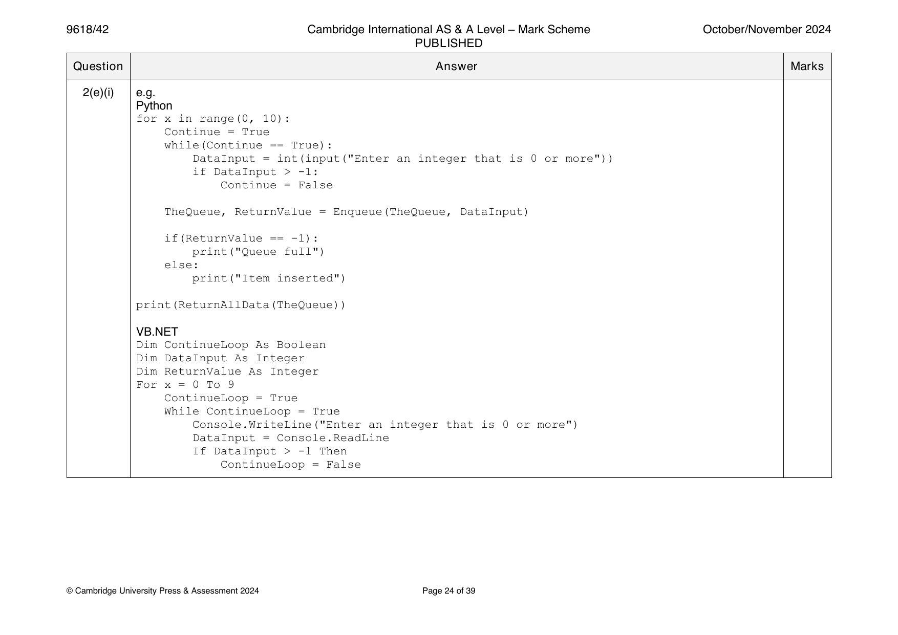 9618-2024-on-42-q02 official mark scheme page