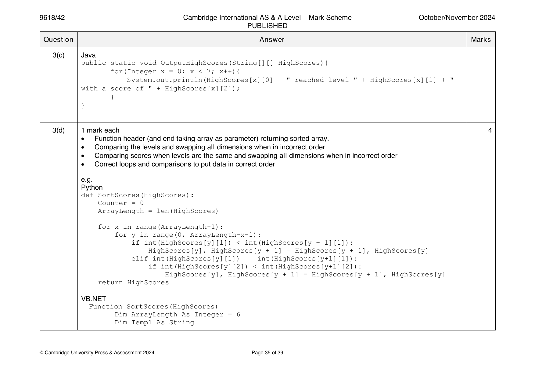 9618-2024-on-42-q03 official mark scheme page