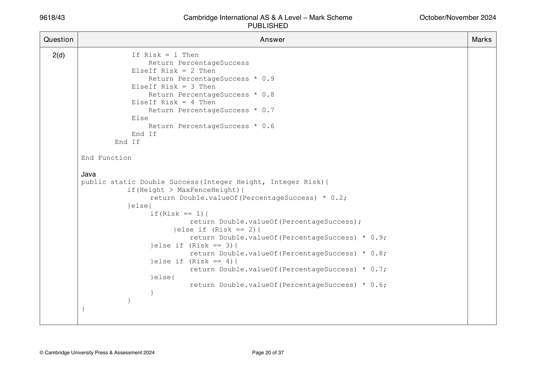 9618-2024-on-43-q02 official mark scheme page