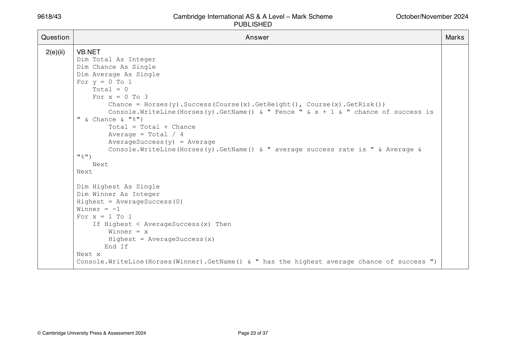 9618-2024-on-43-q02 official mark scheme page