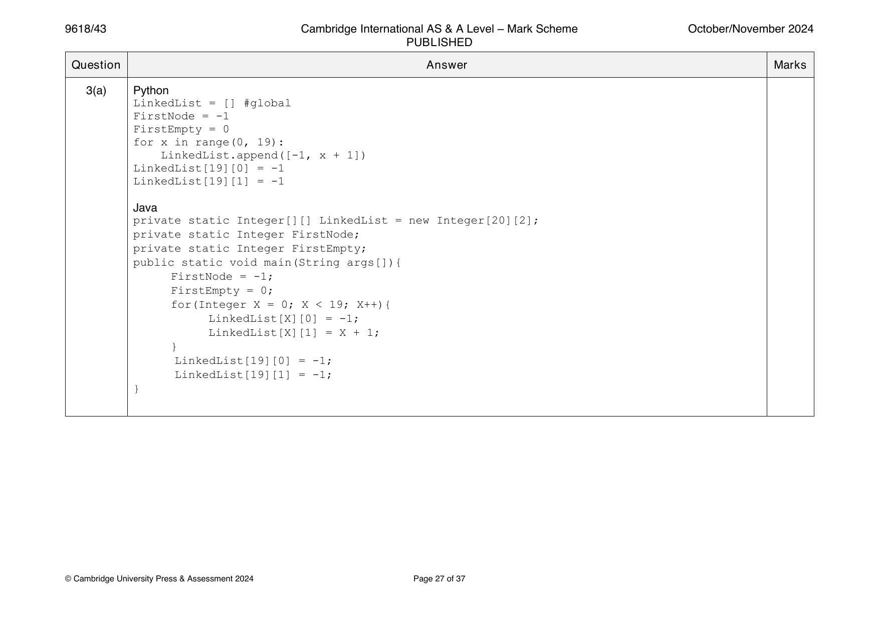 9618-2024-on-43-q03 official mark scheme page