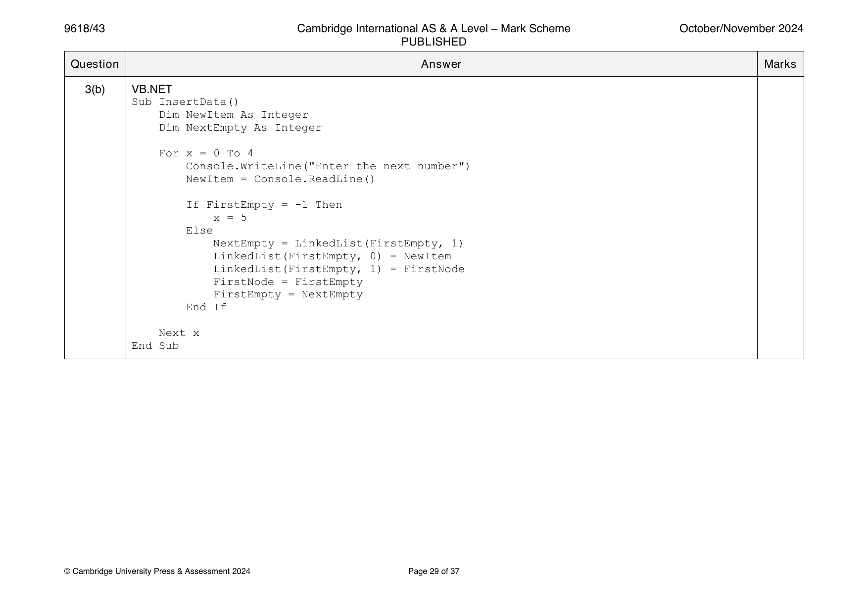 9618-2024-on-43-q03 official mark scheme page