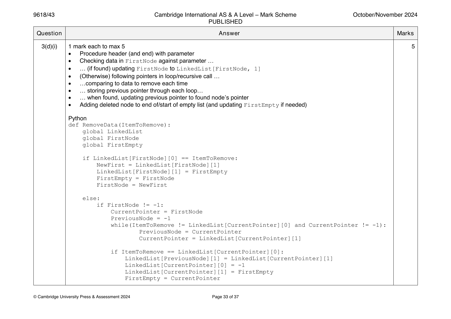 9618-2024-on-43-q03 official mark scheme page