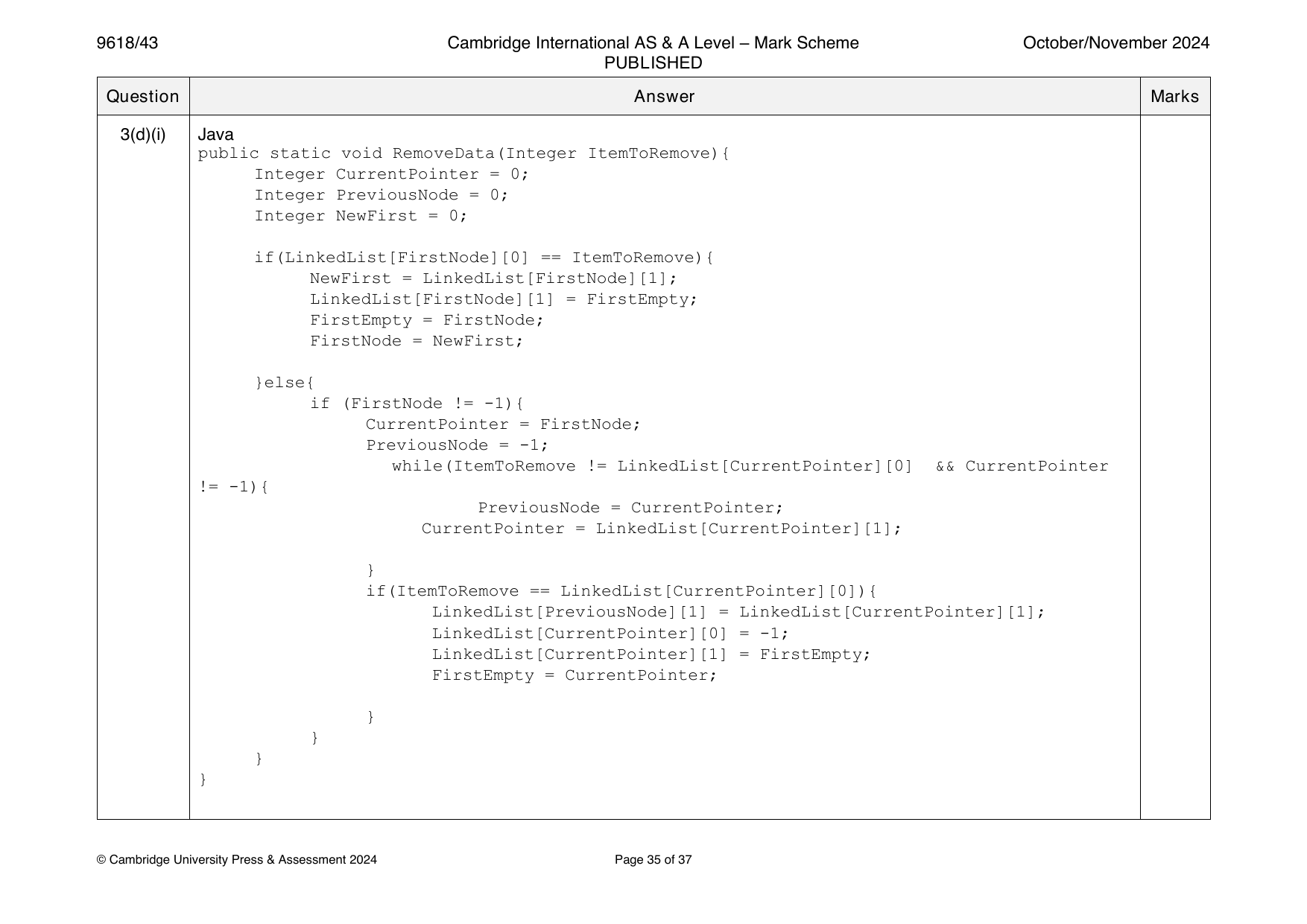 9618-2024-on-43-q03 official mark scheme page