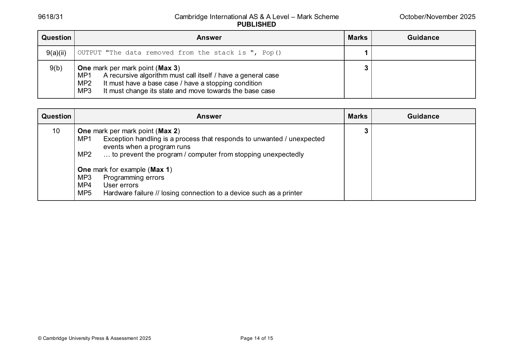 9618-2025-on-31-q09 official mark scheme page