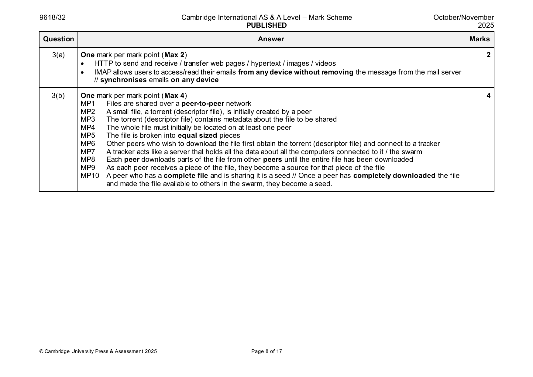 9618-2025-on-32-q03 official mark scheme page