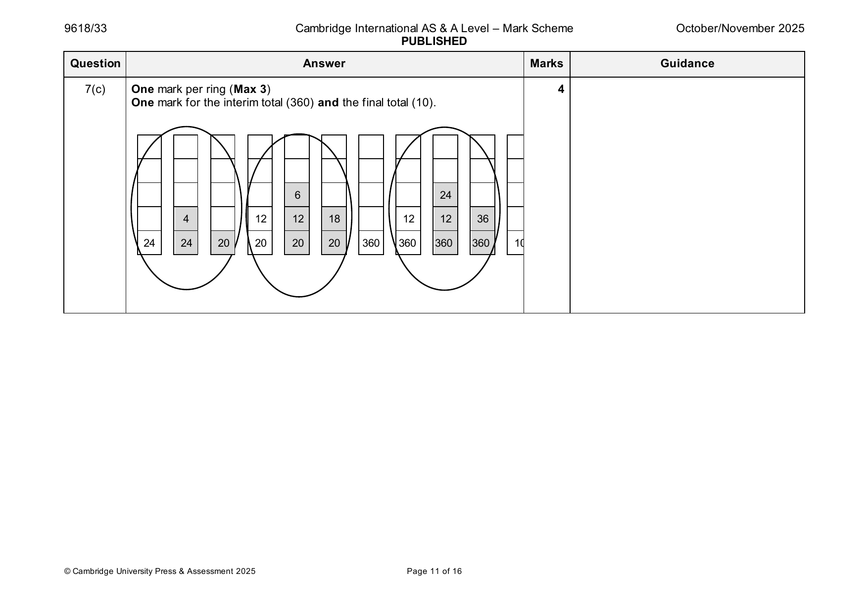 9618-2025-on-33-q07 official mark scheme page