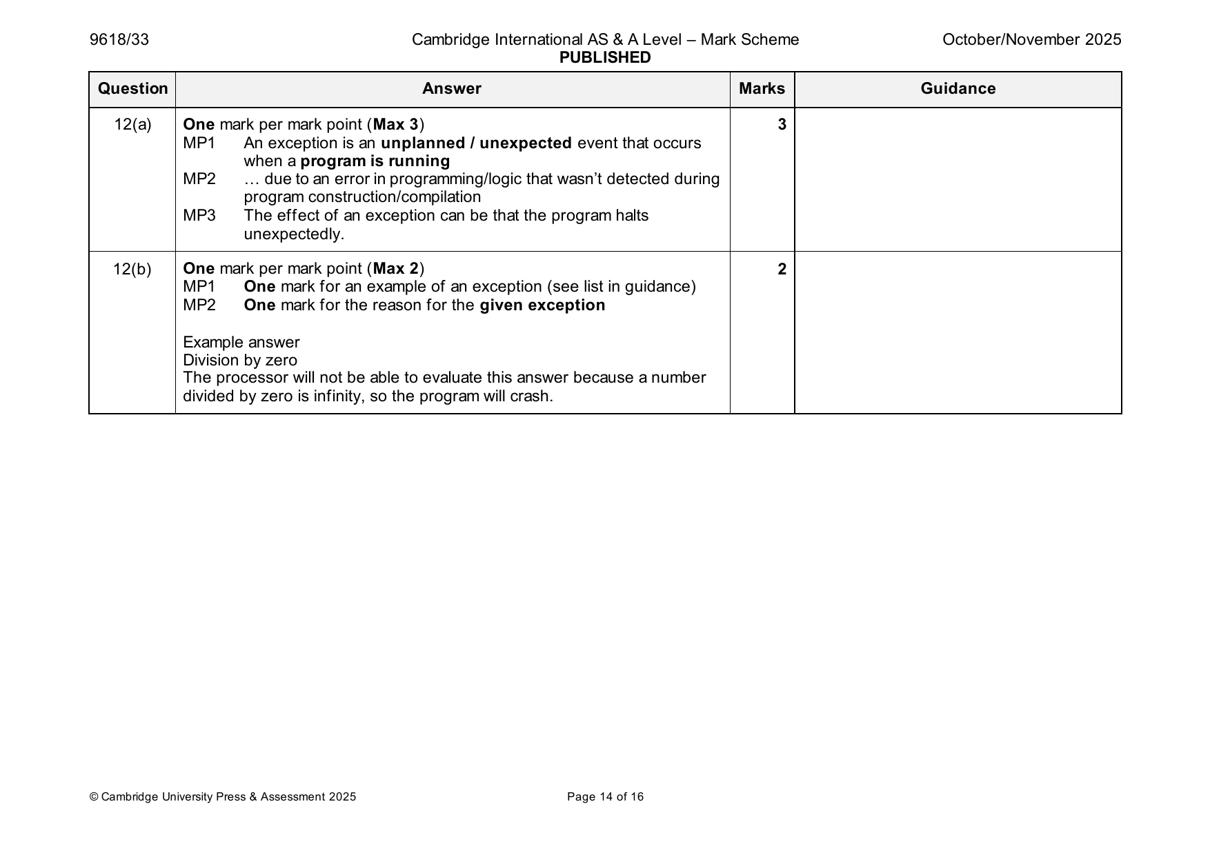 9618-2025-on-33-q12 official mark scheme page