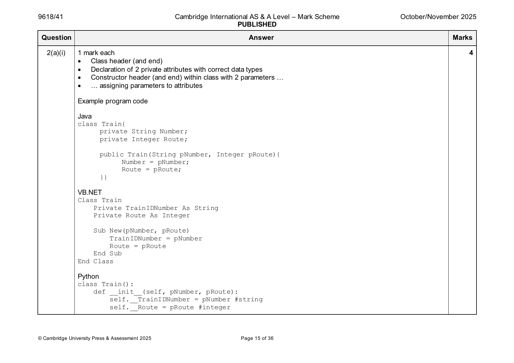 9618-2025-on-41-q02 official mark scheme page