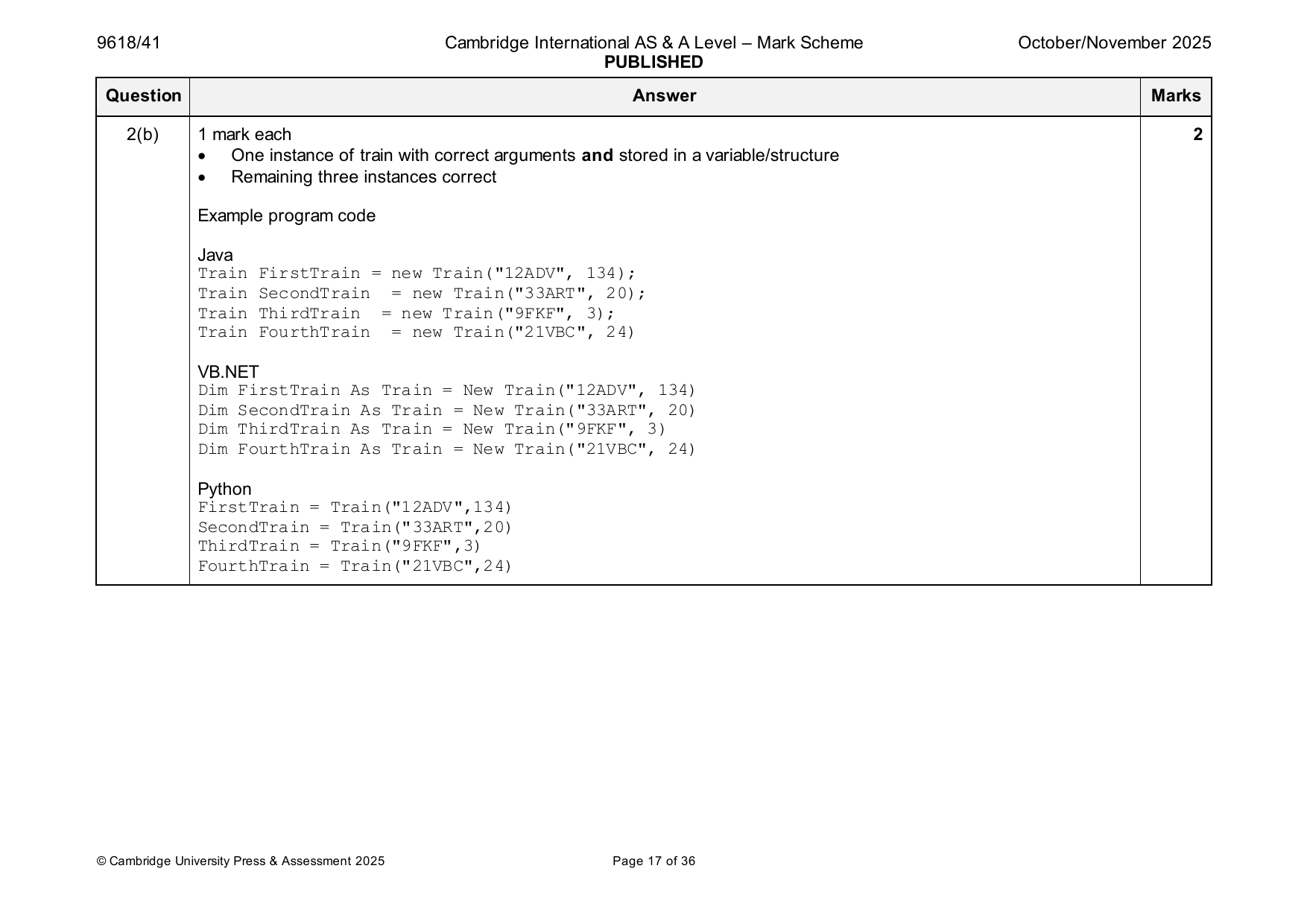 9618-2025-on-41-q02 official mark scheme page