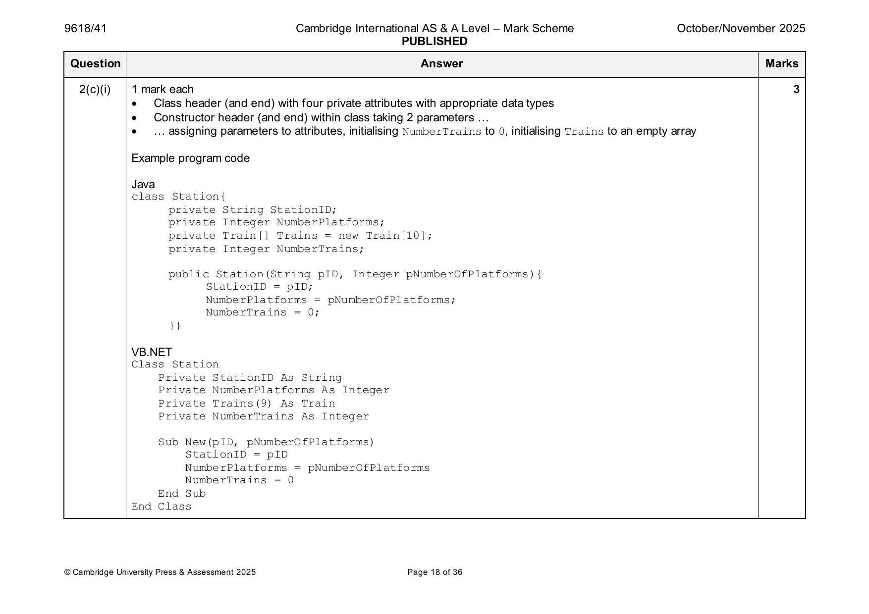 9618-2025-on-41-q02 official mark scheme page