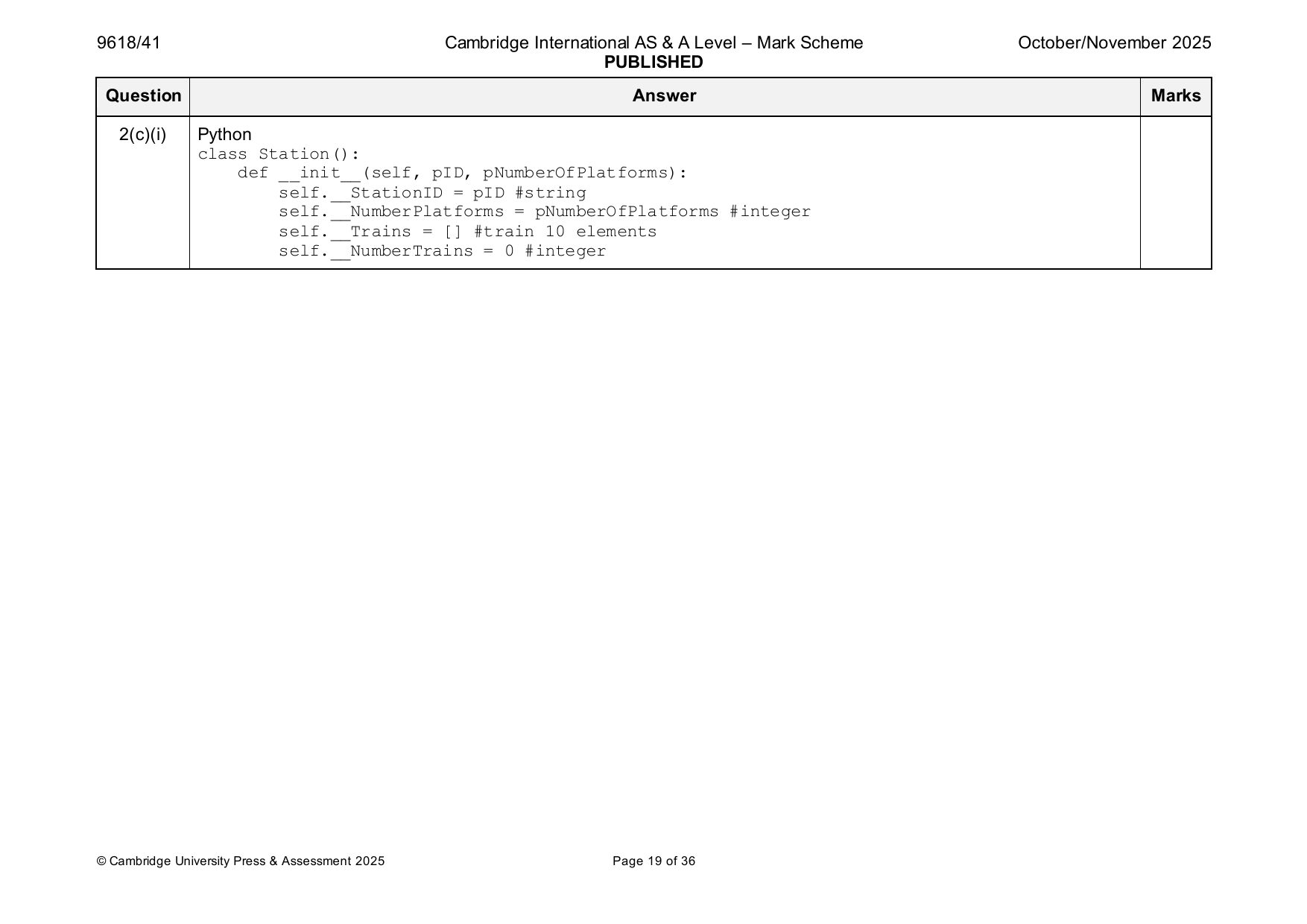 9618-2025-on-41-q02 official mark scheme page