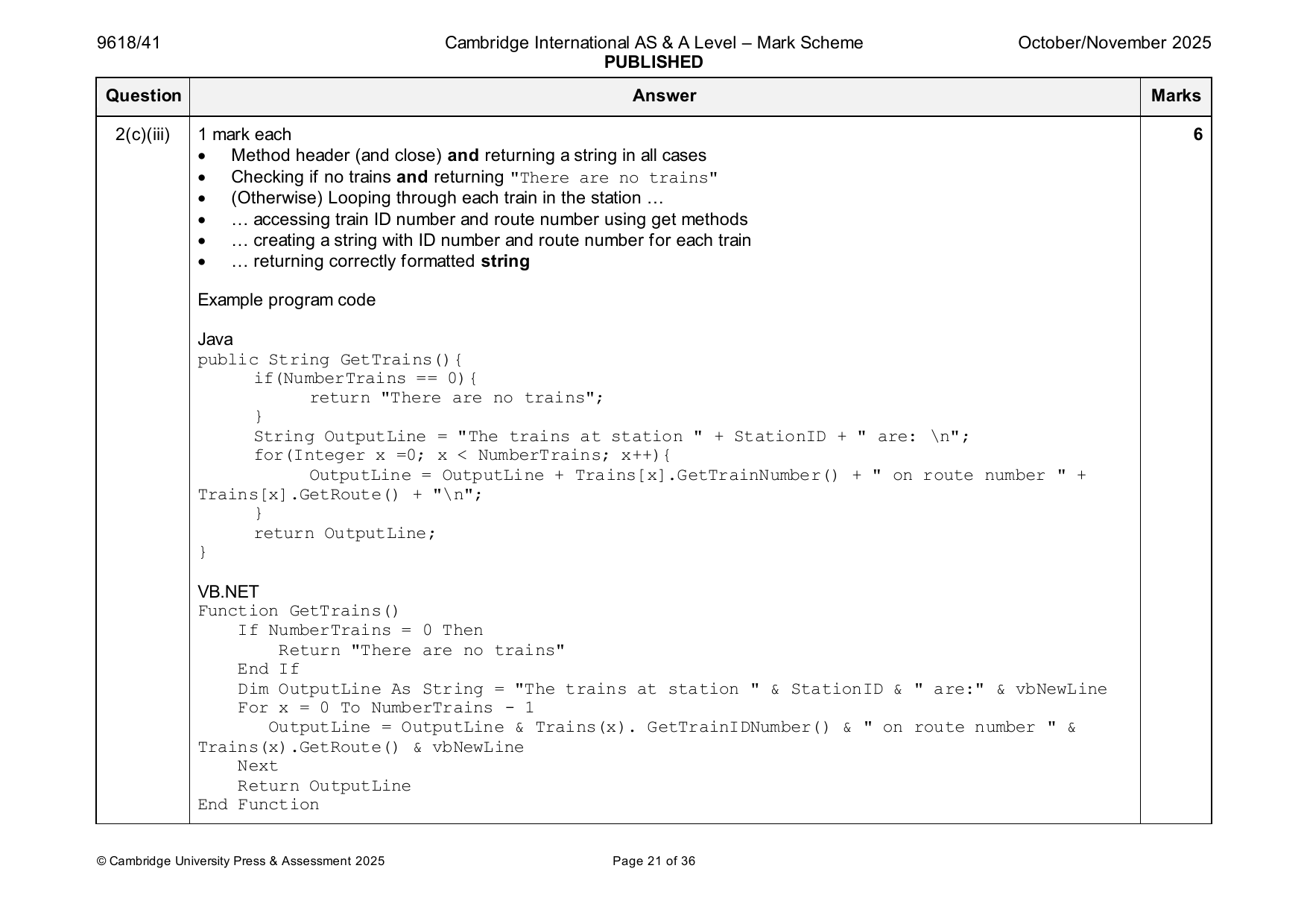 9618-2025-on-41-q02 official mark scheme page