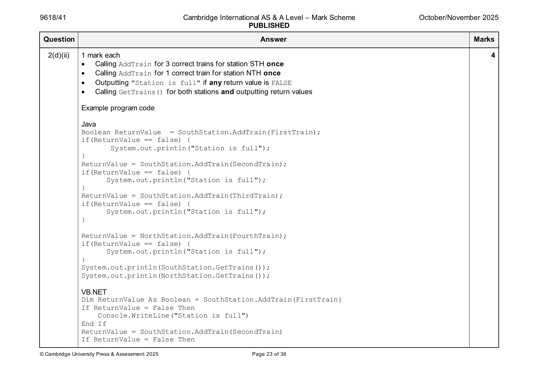 9618-2025-on-41-q02 official mark scheme page