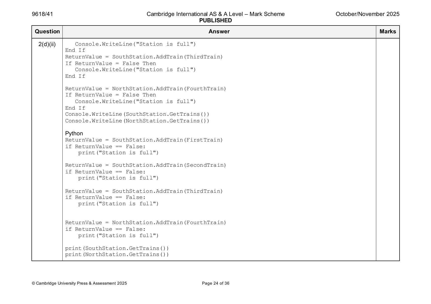 9618-2025-on-41-q02 official mark scheme page