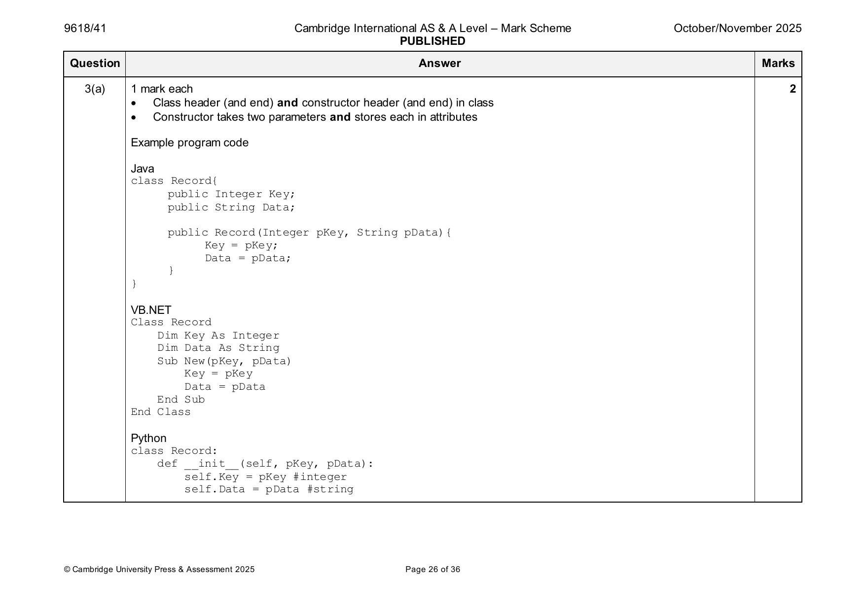 9618-2025-on-41-q03 official mark scheme page