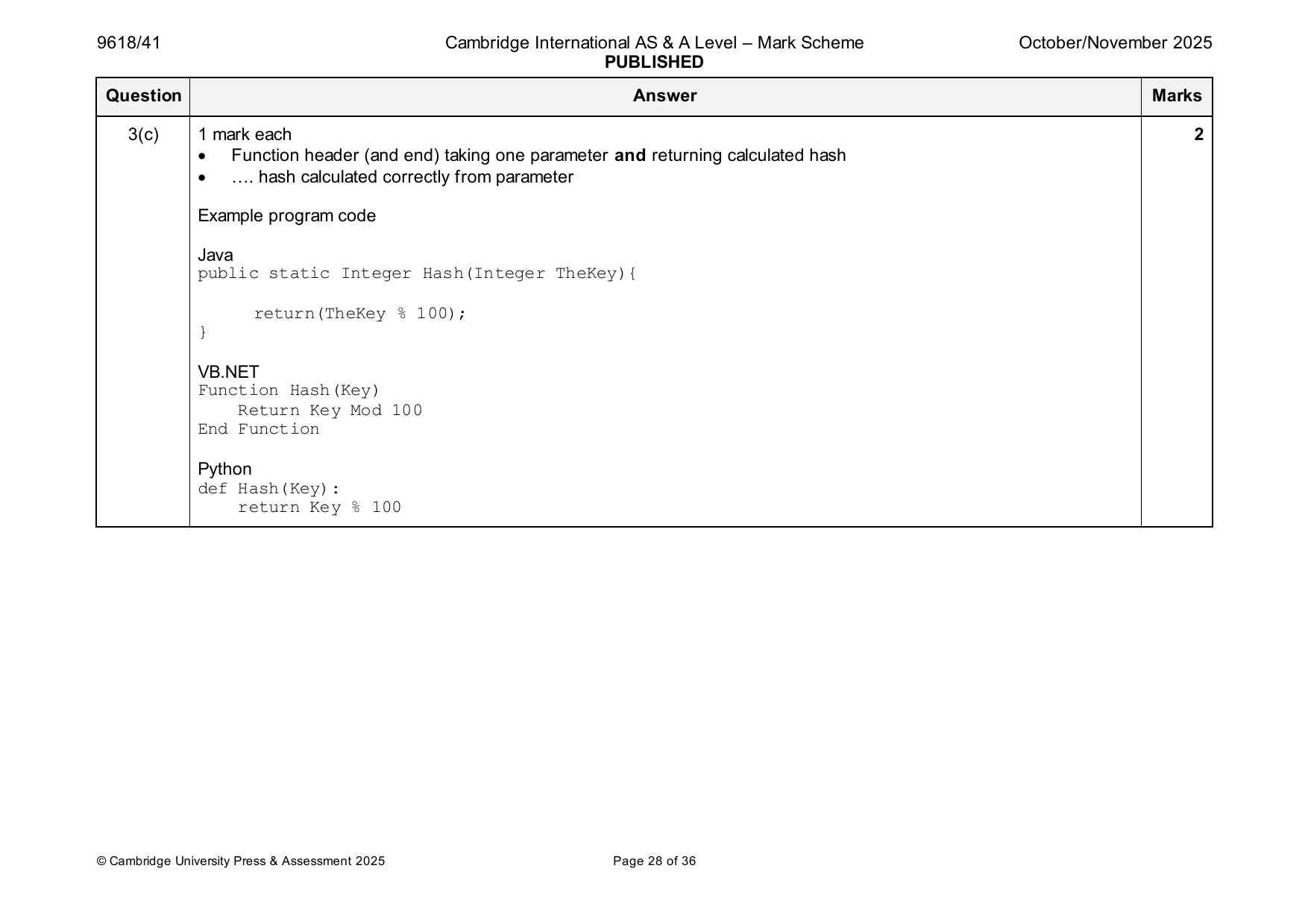 9618-2025-on-41-q03 official mark scheme page